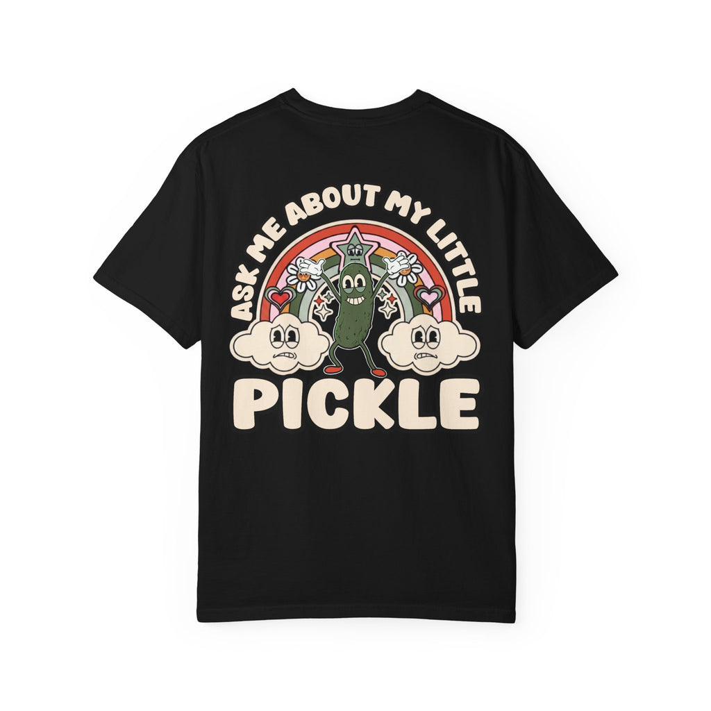 Funny 1930s Rubber Hose Pickle T-Shirt - Ask Me About My Little Pickle Retro Graphic Tee