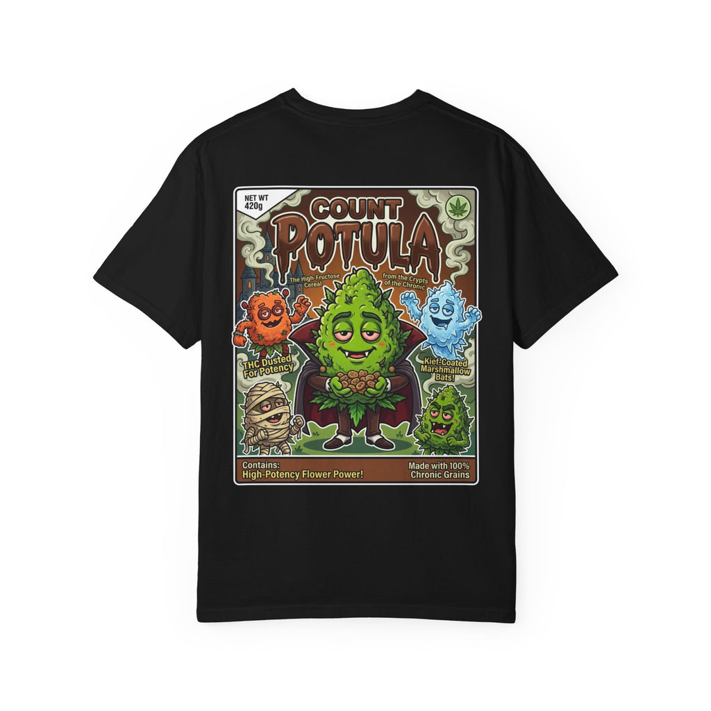 Count Potula Shirt - Funny Stoner Retro Cereal Parody Chocula Vampire Cannabis Weed 420 Tee