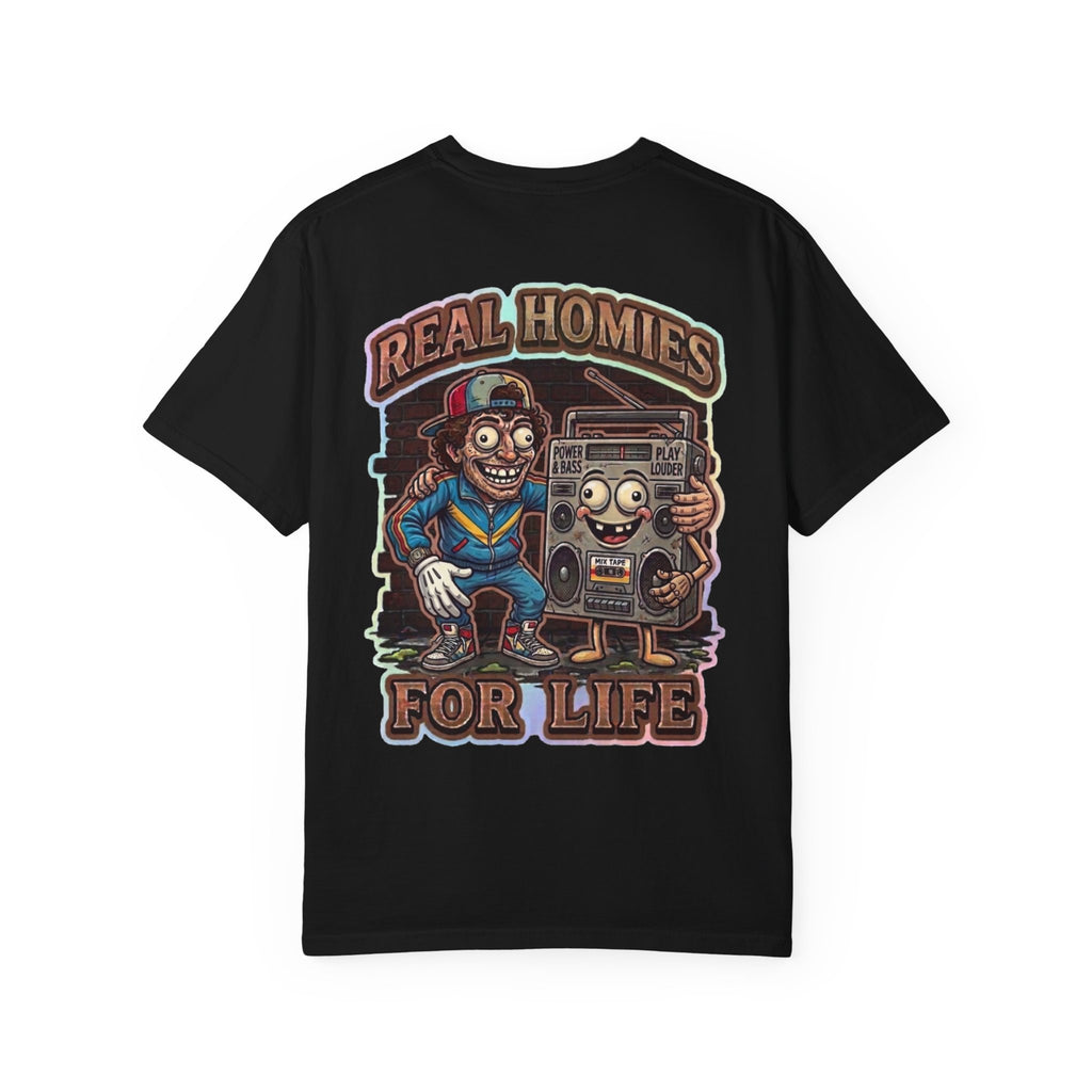 Real Homies For Life Shirt - Retro 80s Hip Hop B-Boy Breakdance Boombox Ghetto Blaster Tee