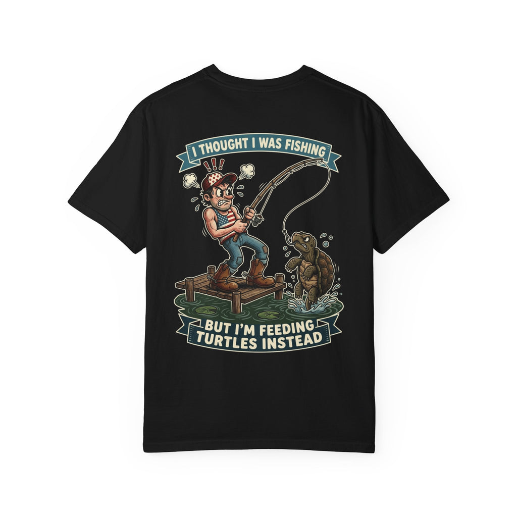 Funny Fishing Turtle Shirt Retro Fisherman T-Shirt Vintage Angler Gift Humorous Graphic Tee