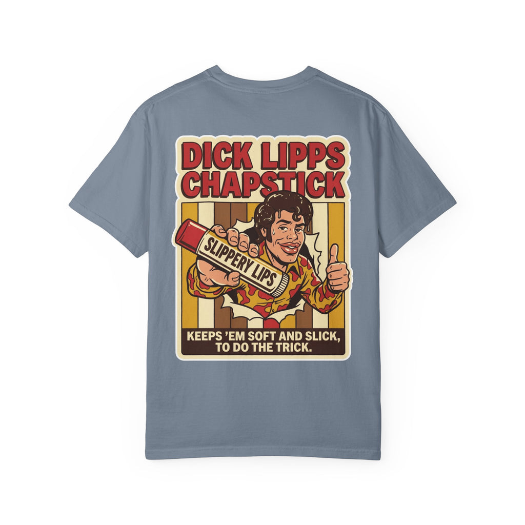 Funny Dick Lipps Chapstick Shirt Sarcastic 1970s Retro Adult Humor Lube Gag Tee