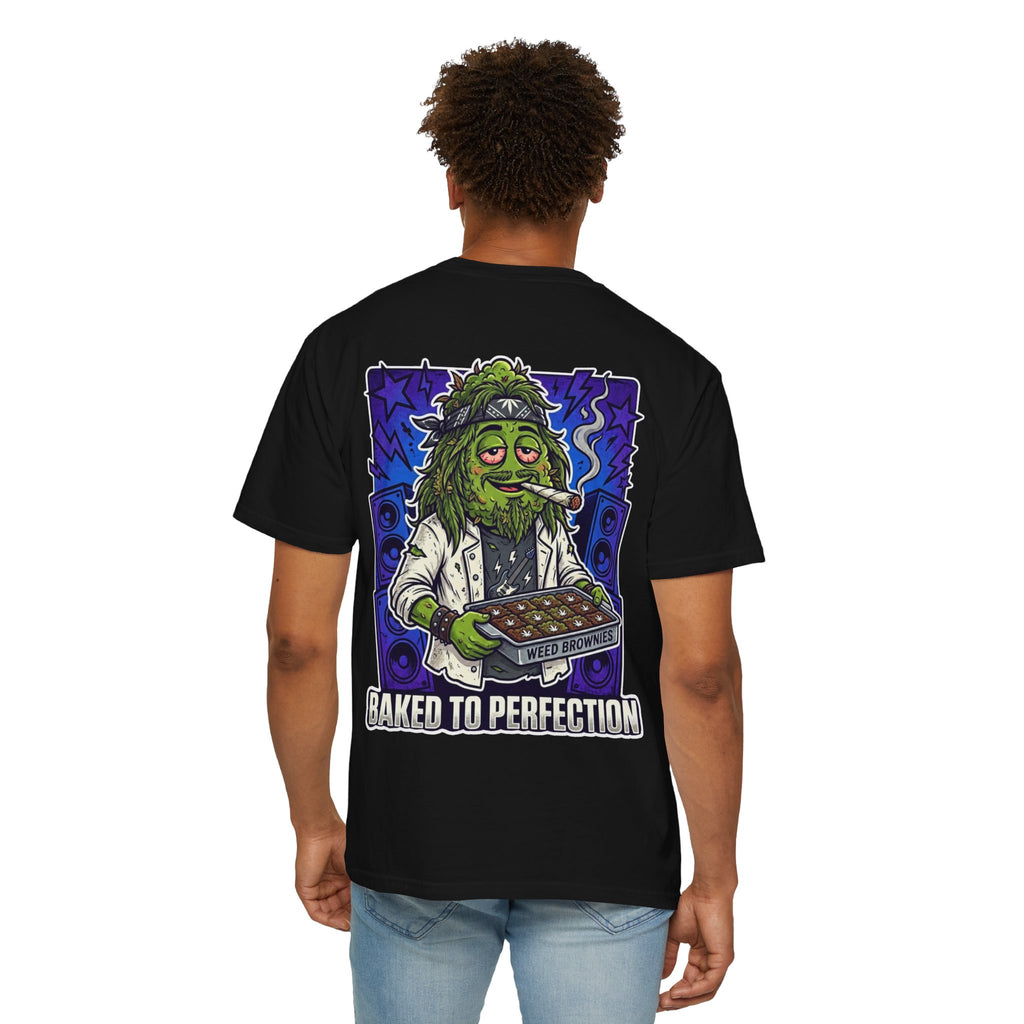 Retro 90s Stoner Rockstar Bud Baked To Perfection Graphic Tee