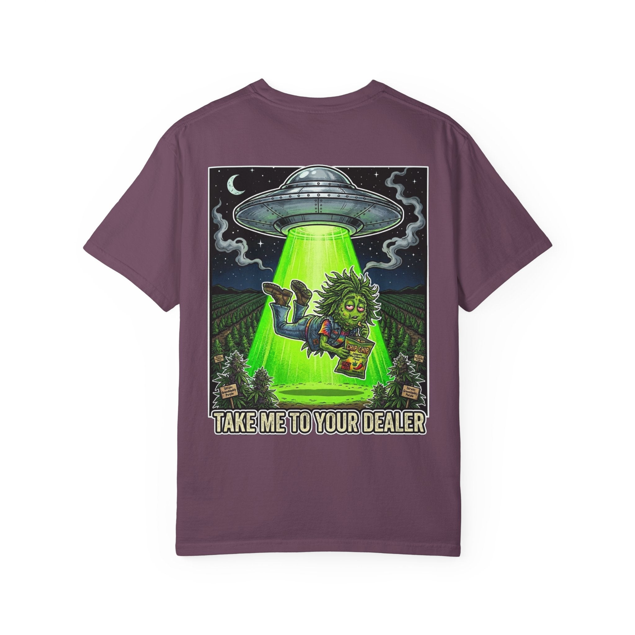 Take Me To Your Dealer - Retro Sci-Fi Cannabis Graphic Tee