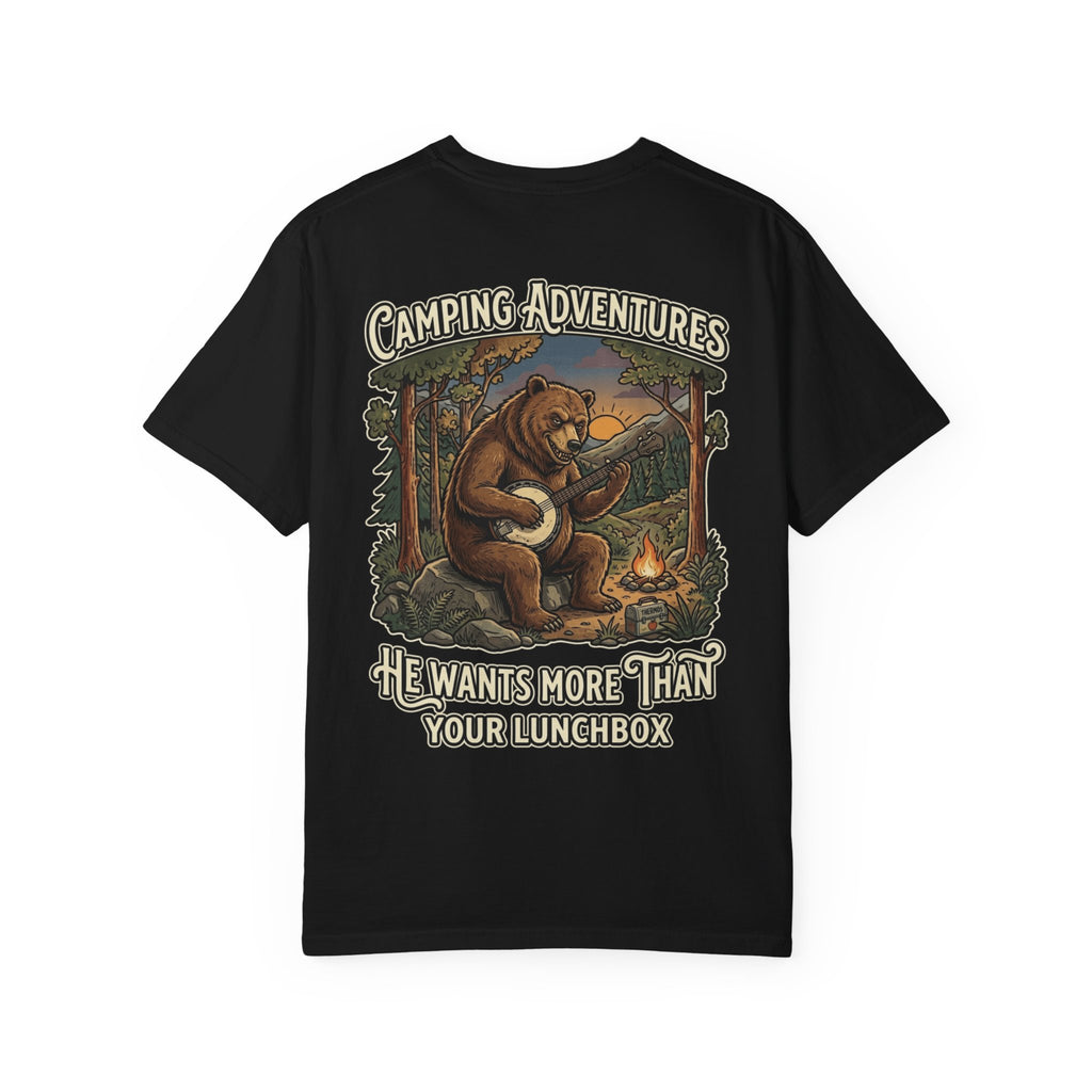 Funny Retro Camping T-Shirt - He Wants More Than Your Lunchbox Bear Banjo Vintage Gift Tee