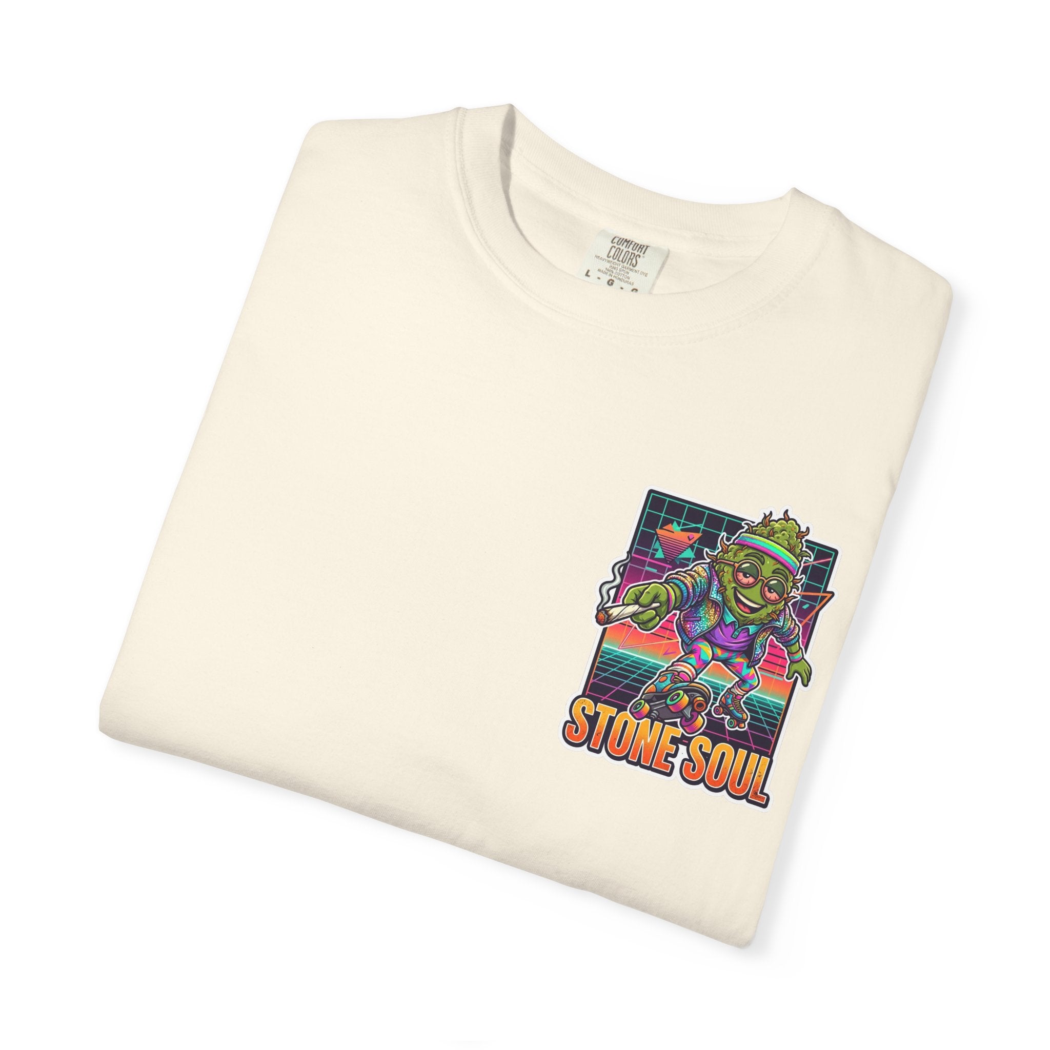 Retro 80s Synthwave Stone Soul Roller Skating Weed Bud Graphic Tee
