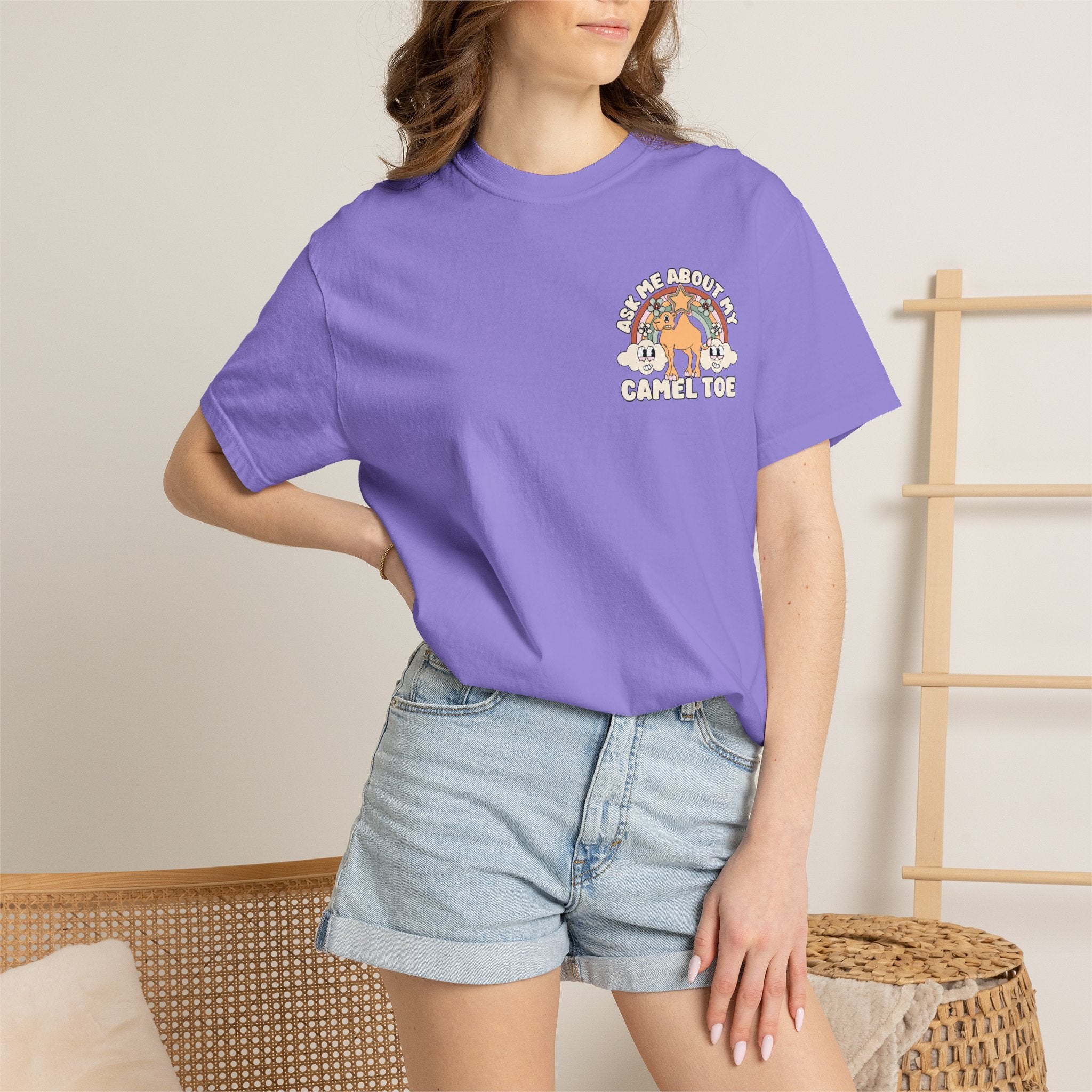 Adult Humor "Ask Me About My Camel Toe" Double-Sided Retro Tee