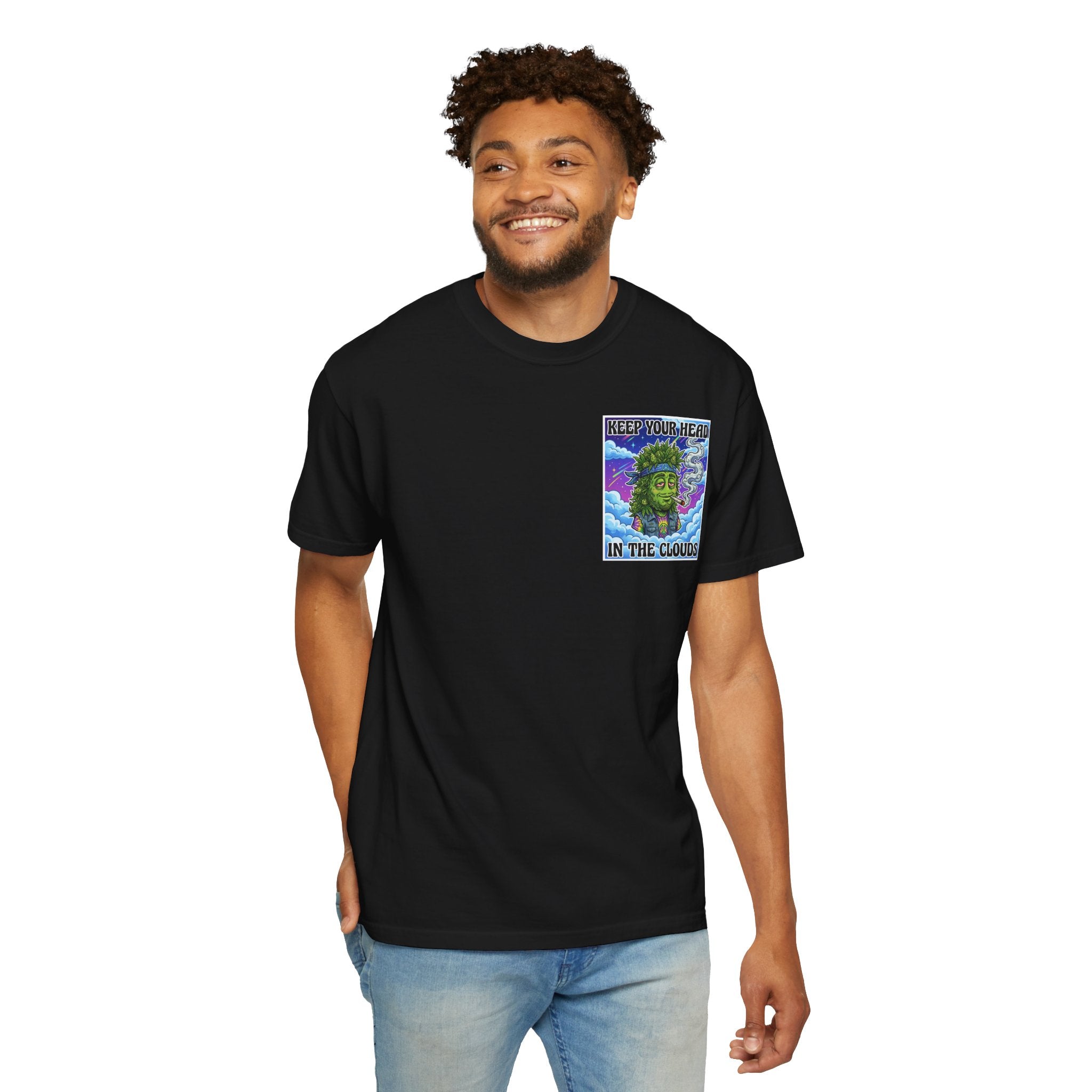 Keep Your Head In The Clouds - Retro 90s Cosmic Cannabis T-Shirt