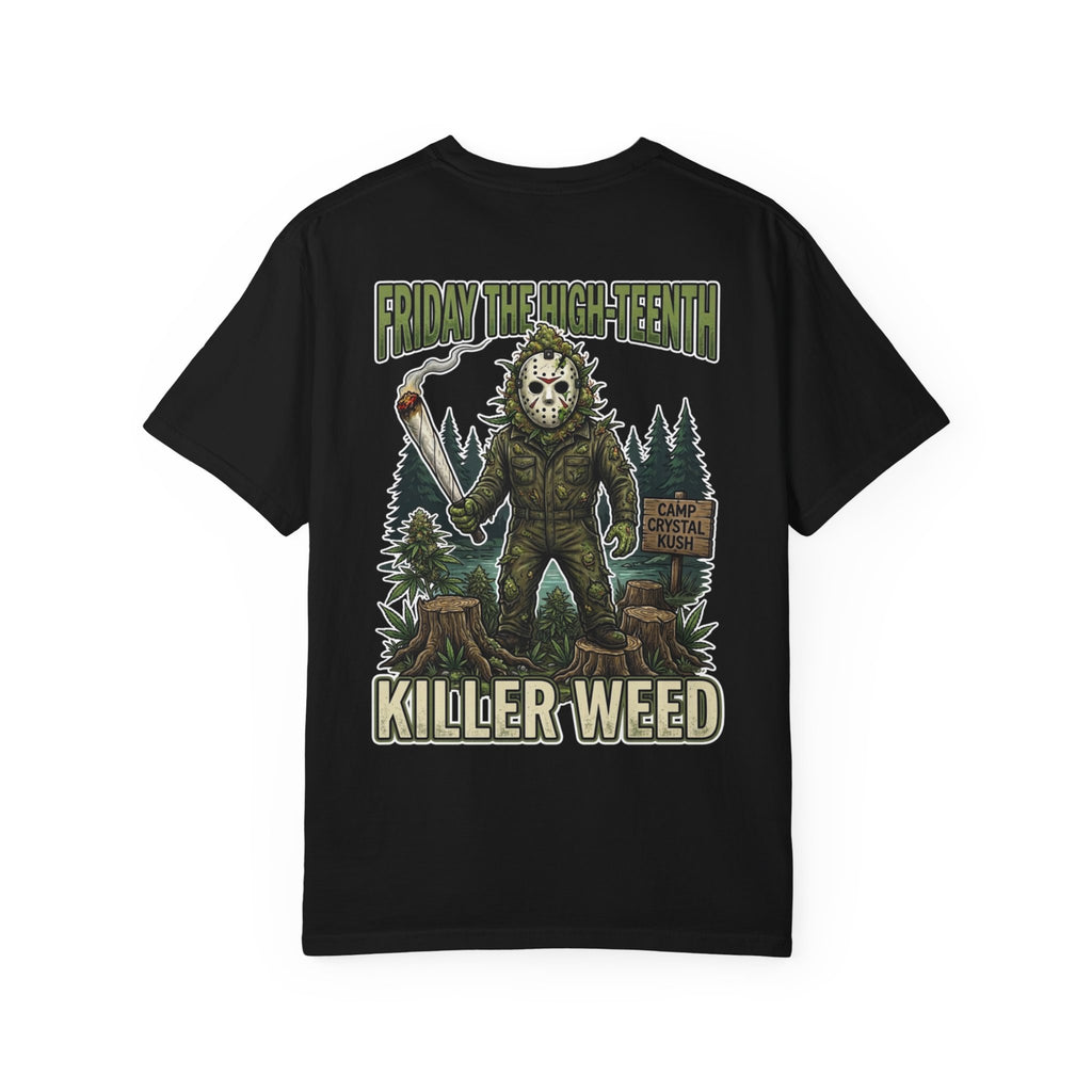 Friday The High-Teenth Killer Weed Shirt - Camp Crystal Kush Horror Slasher Movie Humor Tee