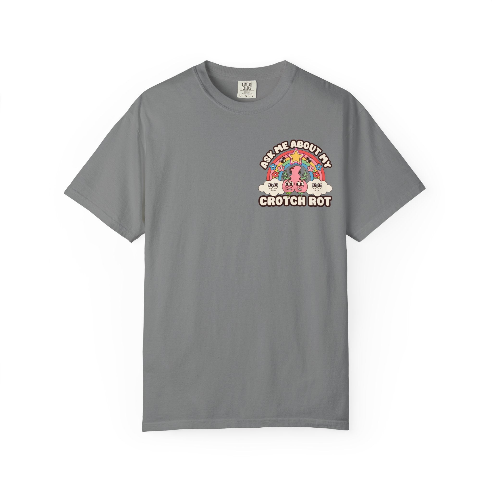 Adult Humor "Ask Me About My Crotch Rot" Double-Sided Retro Tee