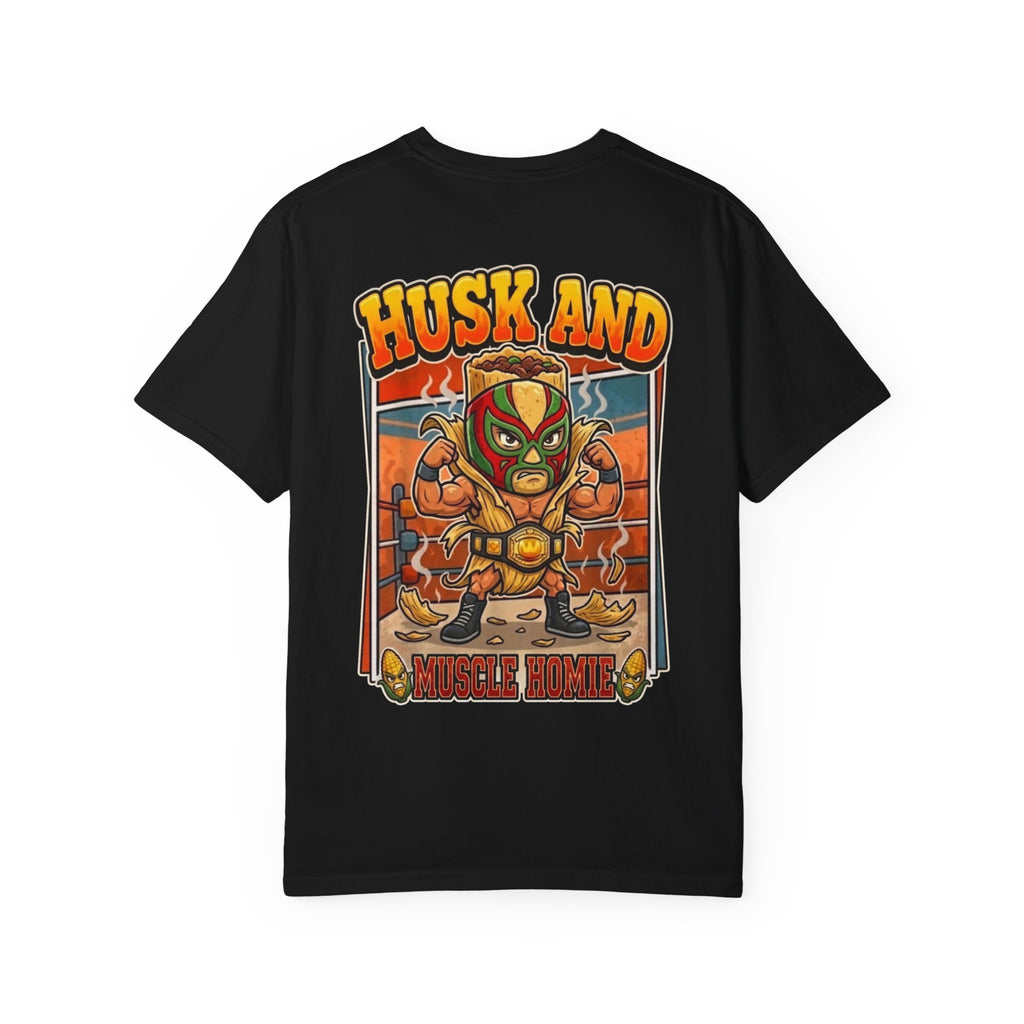Husk And Muscle Shirt - Funny Retro Lucha Libre Tamale Mexican Wrestler Mask Graphic Tee