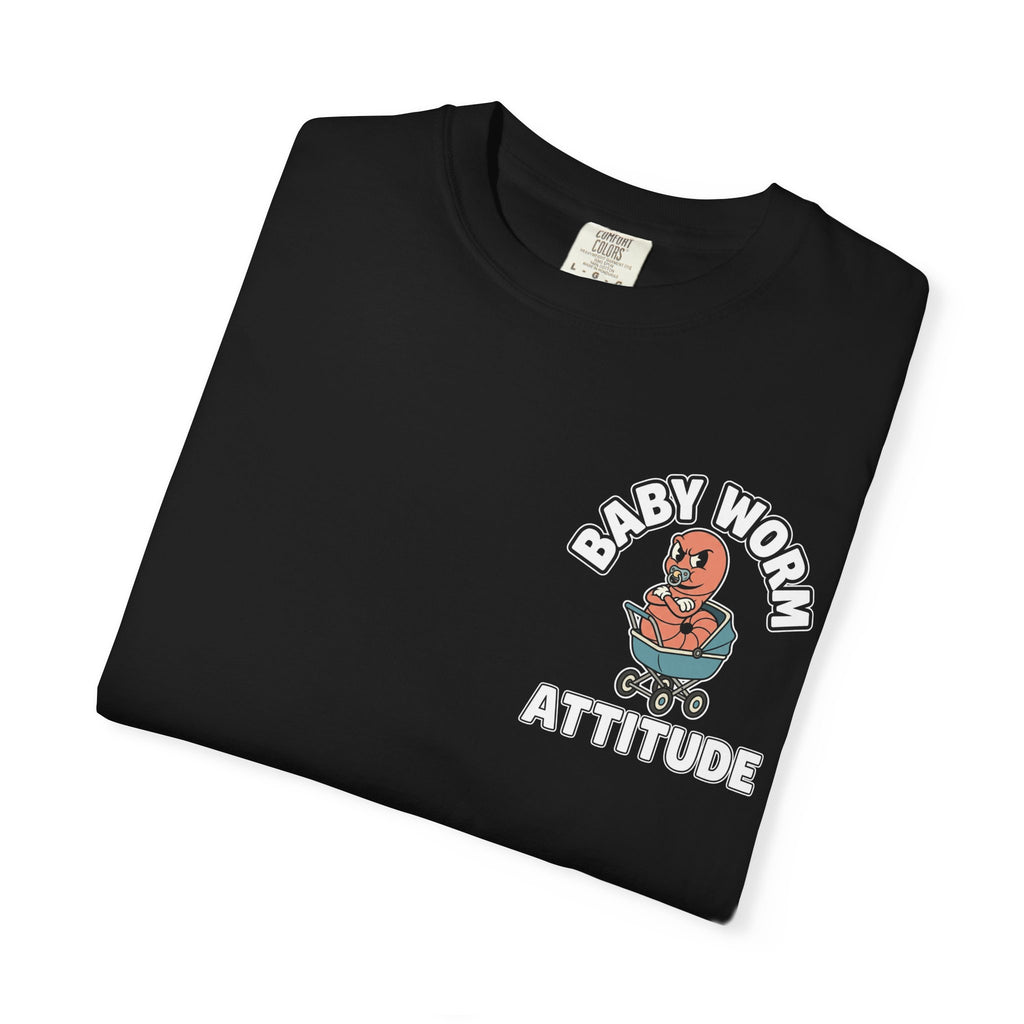 BABY WORM ATTITUDE Funny Cartoon T-Shirt - Sarcastic Toddler Gift Tee