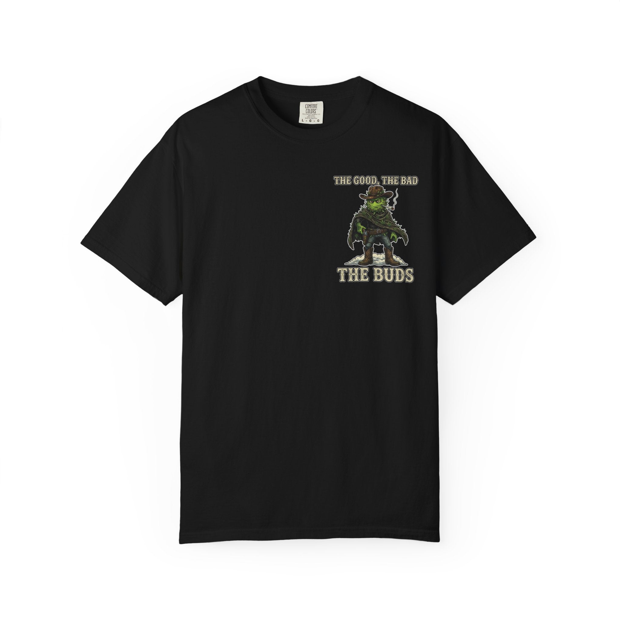 The Good, The Bad, The Buds - Retro Western Satire Cannabis T-Shirt