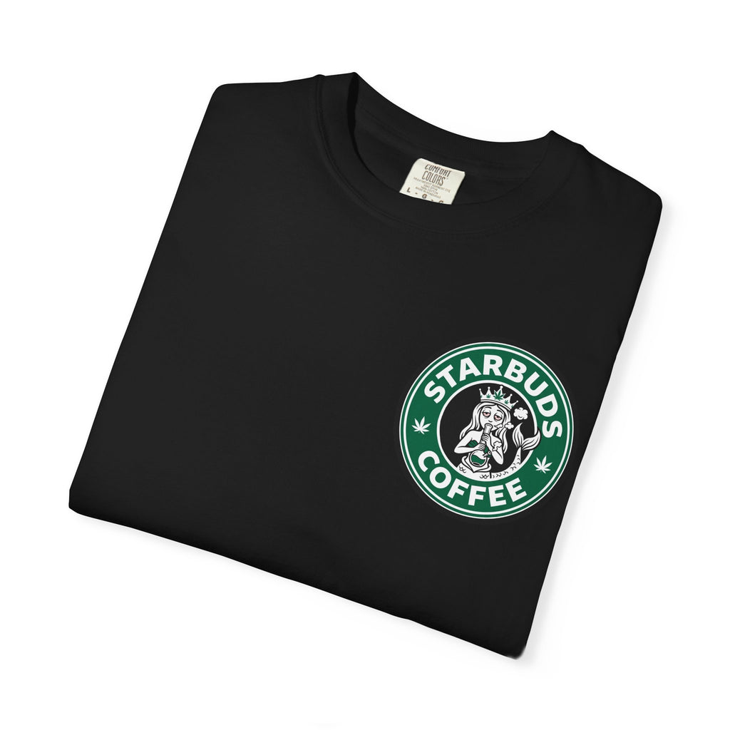 Funny Retro Coffee Parody Streetwear Tee - Starbuds Cannabis Siren Stoner Graphic Shirt
