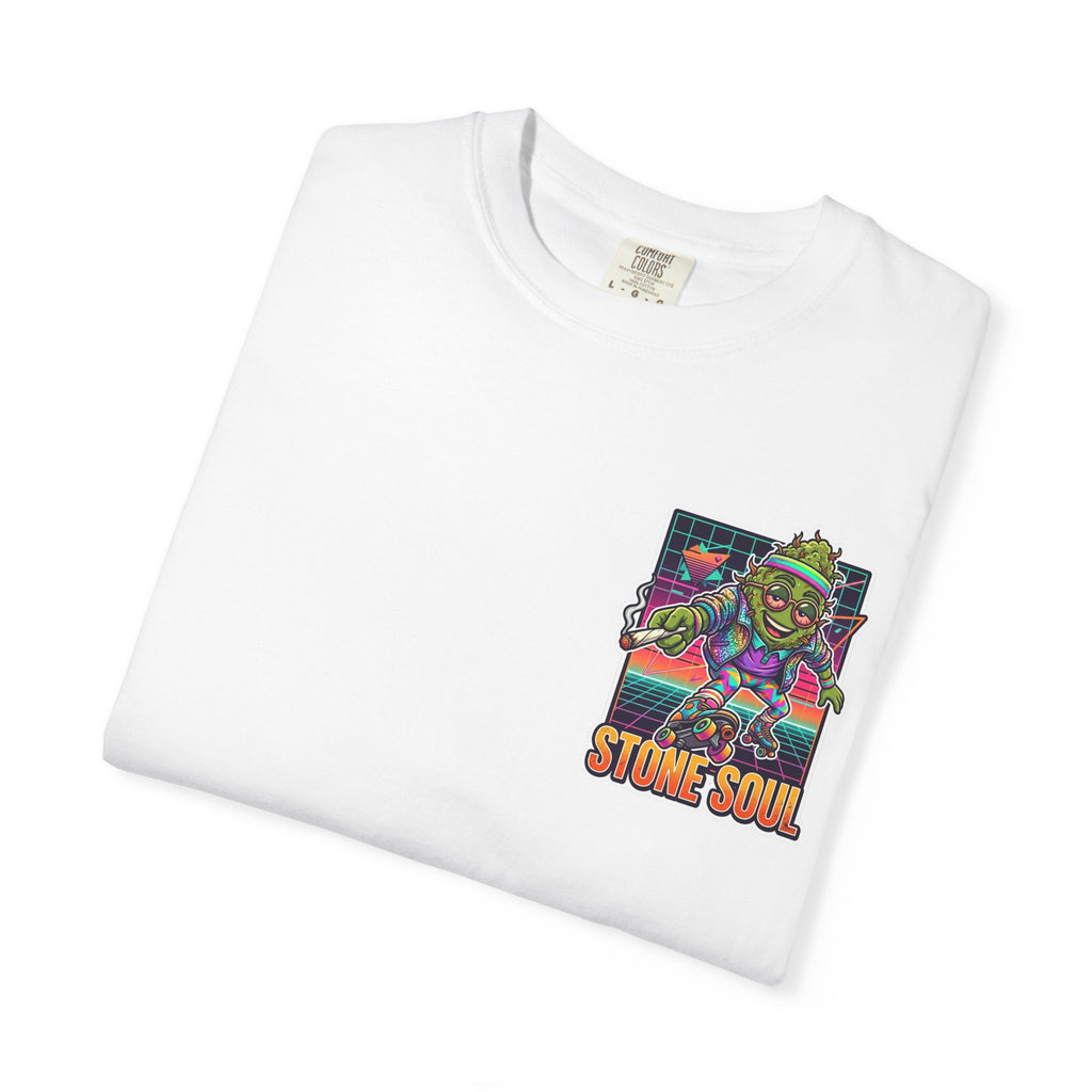 Retro 80s Synthwave Stone Soul Roller Skating Weed Bud Graphic Tee