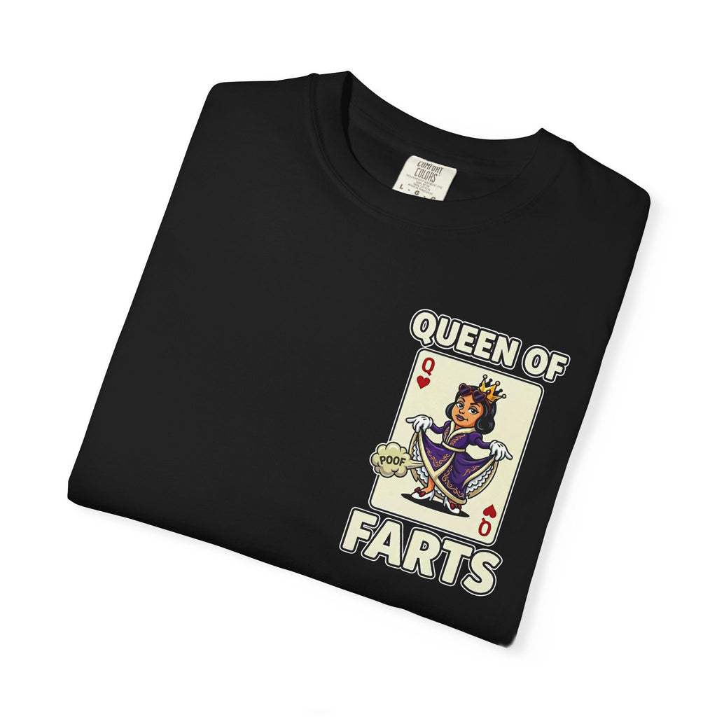 Queen Of Farts Funny Playing Card Shirt - Cute Royalty Gag Gift Novelty Parody T-Shirt