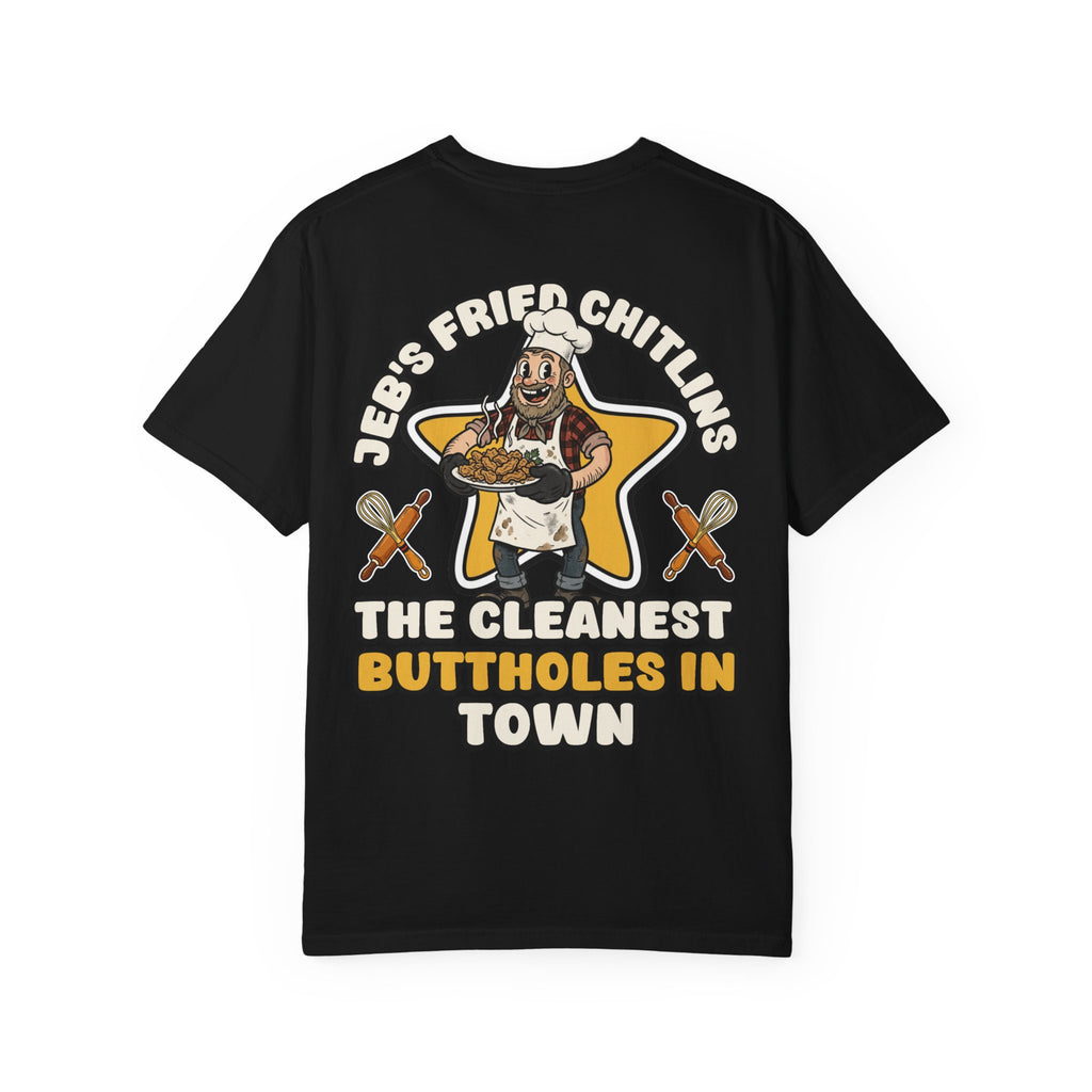 Jeb's Fried Chitlins Funny Country Chef Rubber Hose - Novelty Gift Tee