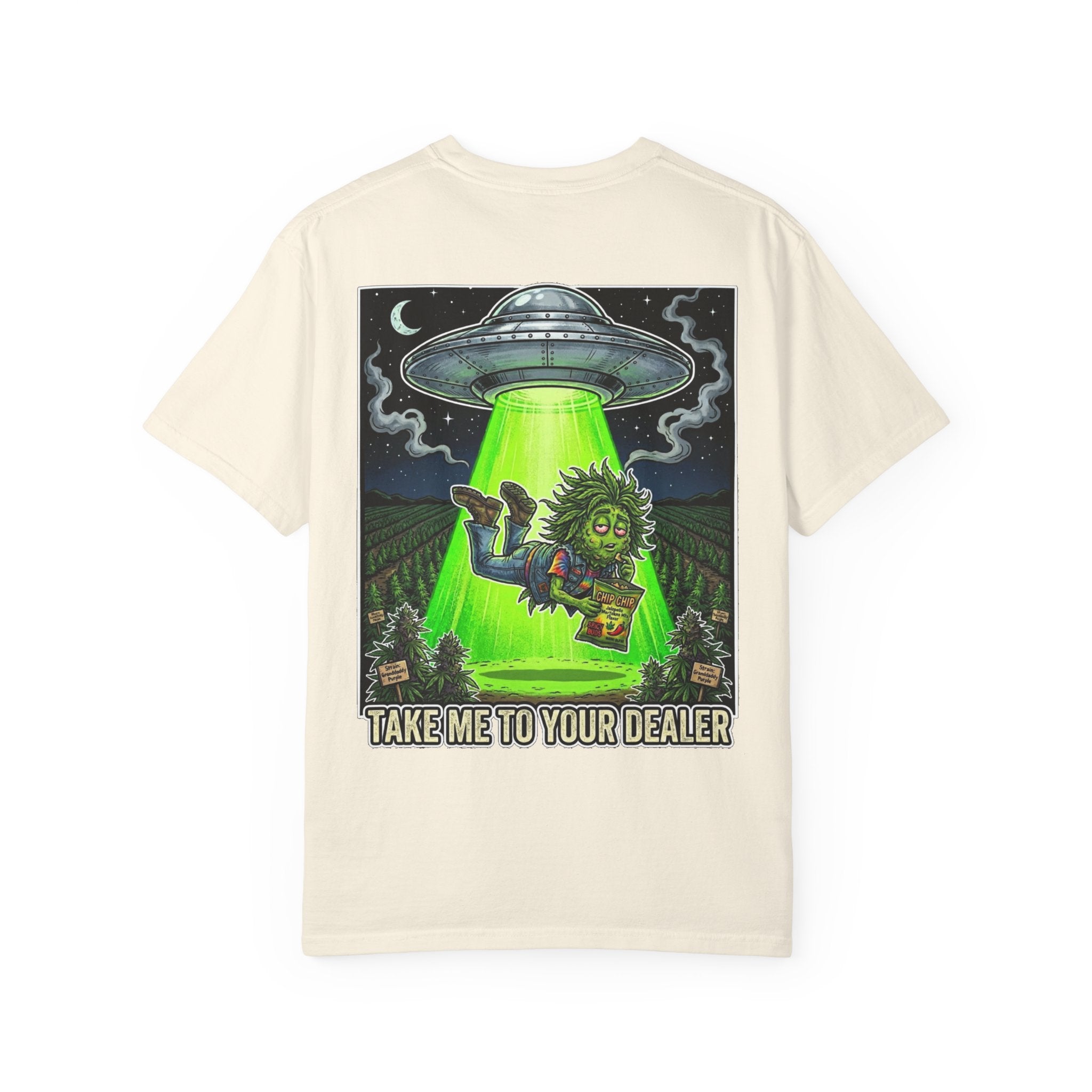 Take Me To Your Dealer - Retro Sci-Fi Cannabis Graphic Tee