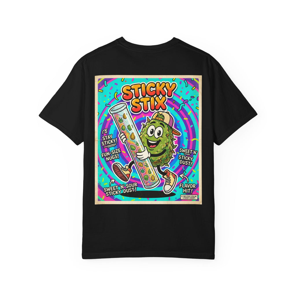 Sticky Stix Shirt - Funny Stoner Retro Candy Parody Pixy Stix Cannabis Weed 420 Adult Humor Tee