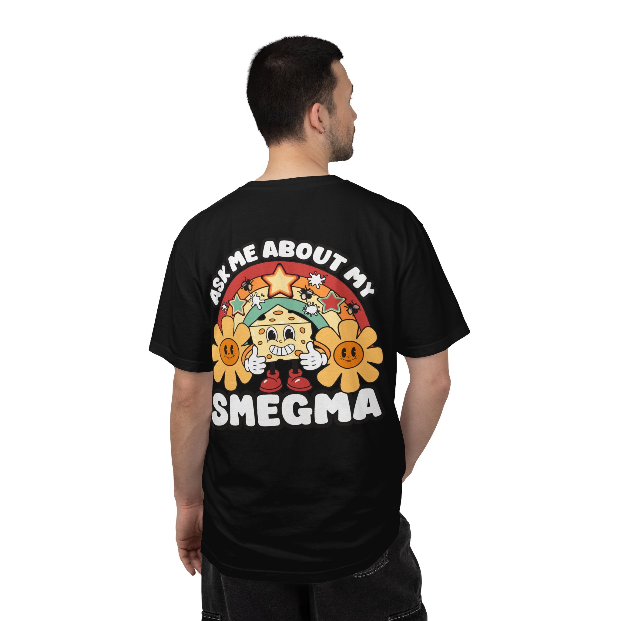 Adult Humor "Ask Me About My Smegma" Double-Sided Retro Tee