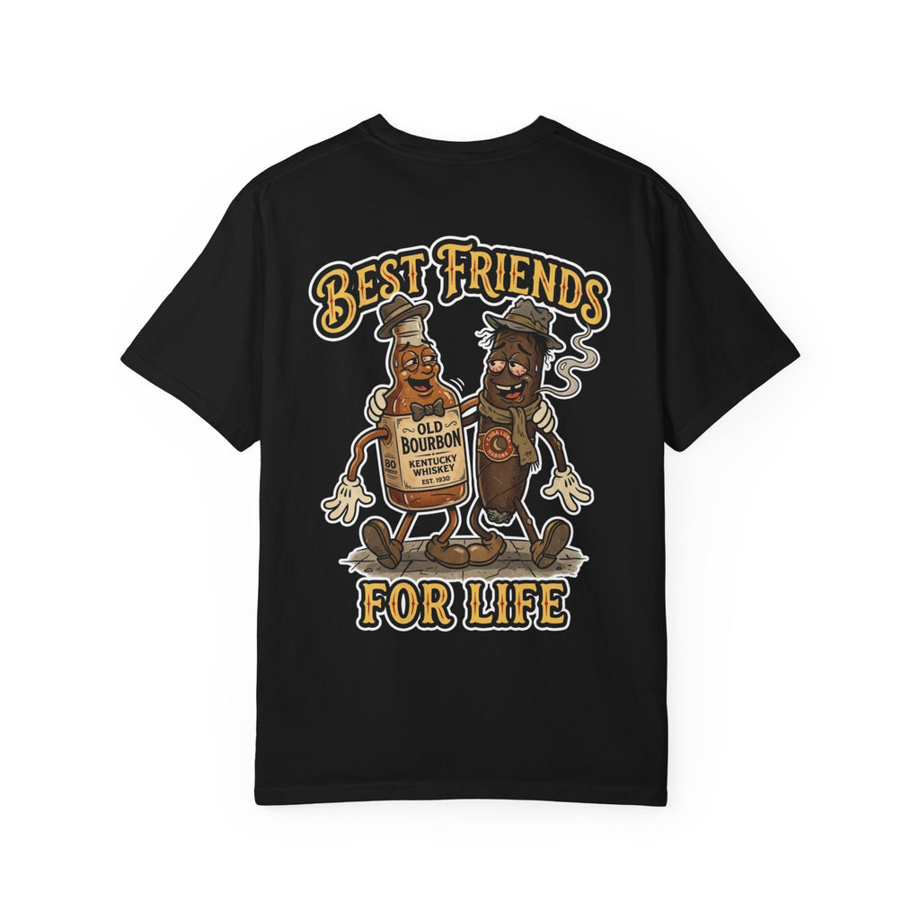Retro 1930s Bourbon Cigar T-Shirt - Best Friends For Life Vintage Whiskey Smoke Graphic Tee