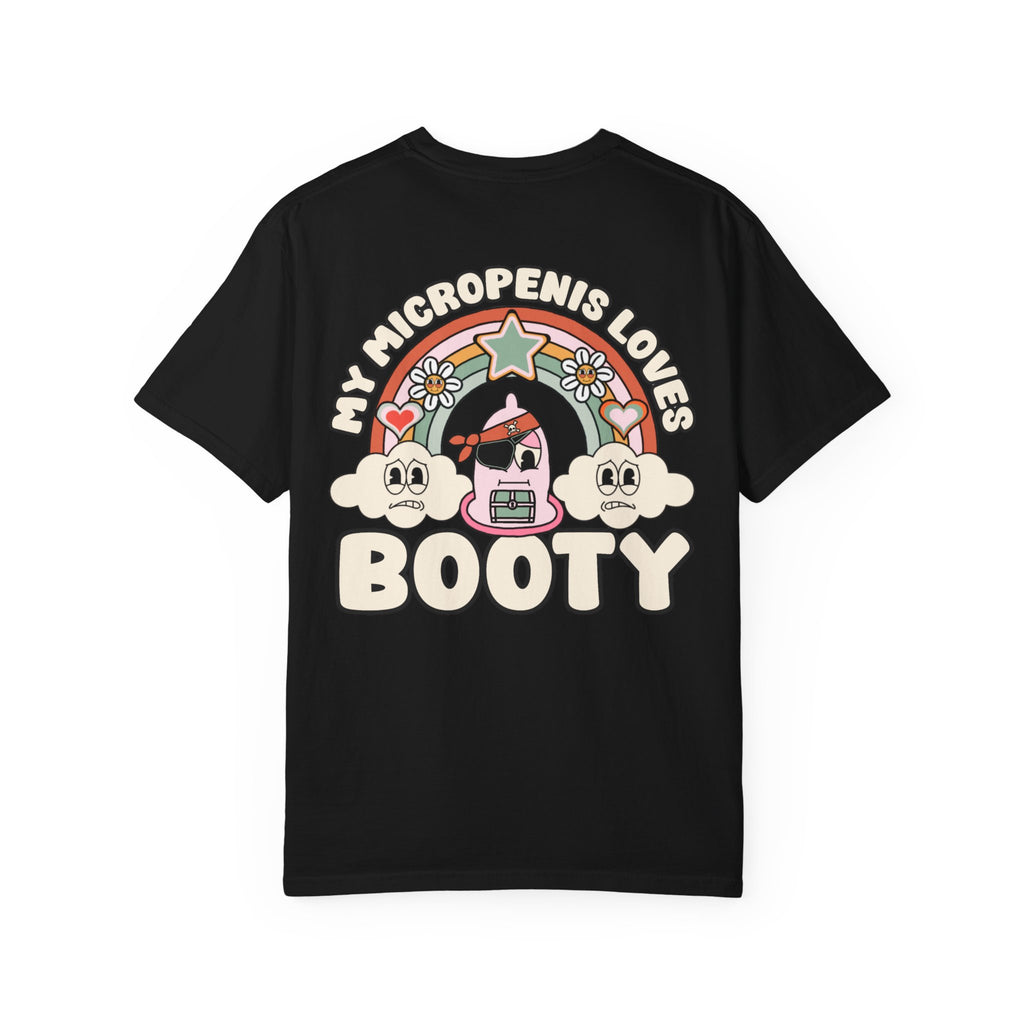 Funny Micropenis Loves Booty T-Shirt - Retro Pirate Adult Humor Gift Tee