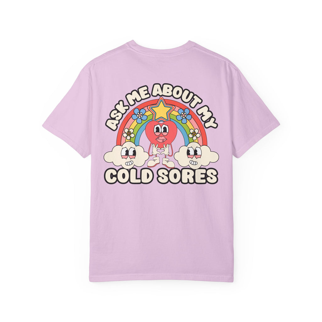 Adult Humor "Ask Me About My Cold Sores" Double-Sided Retro Tee