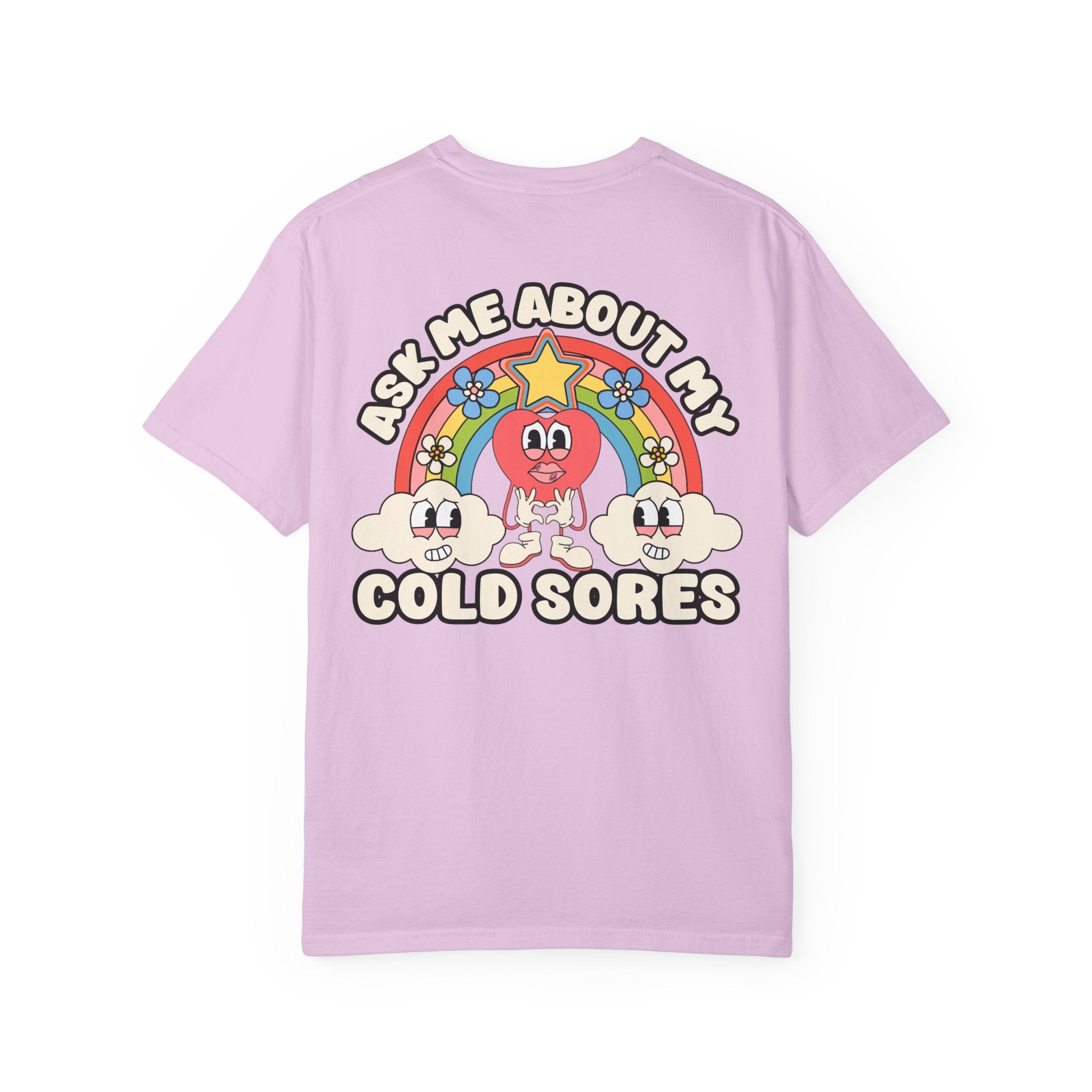 Adult Humor "Ask Me About My Cold Sores" Double-Sided Retro Tee