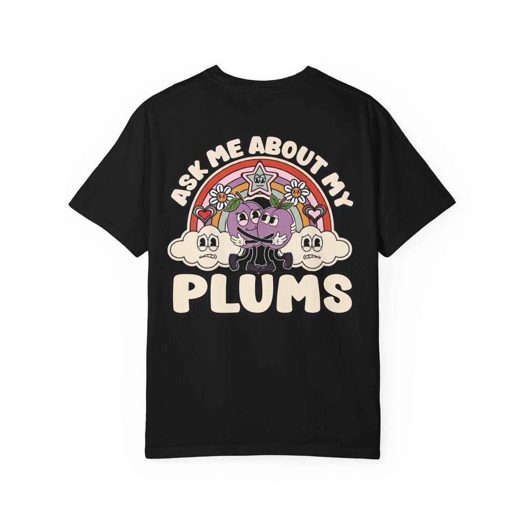 Funny 1930s Rubber Hose Plums T-Shirt - Ask Me About My Plumes Retro Vintage Graphic Tee