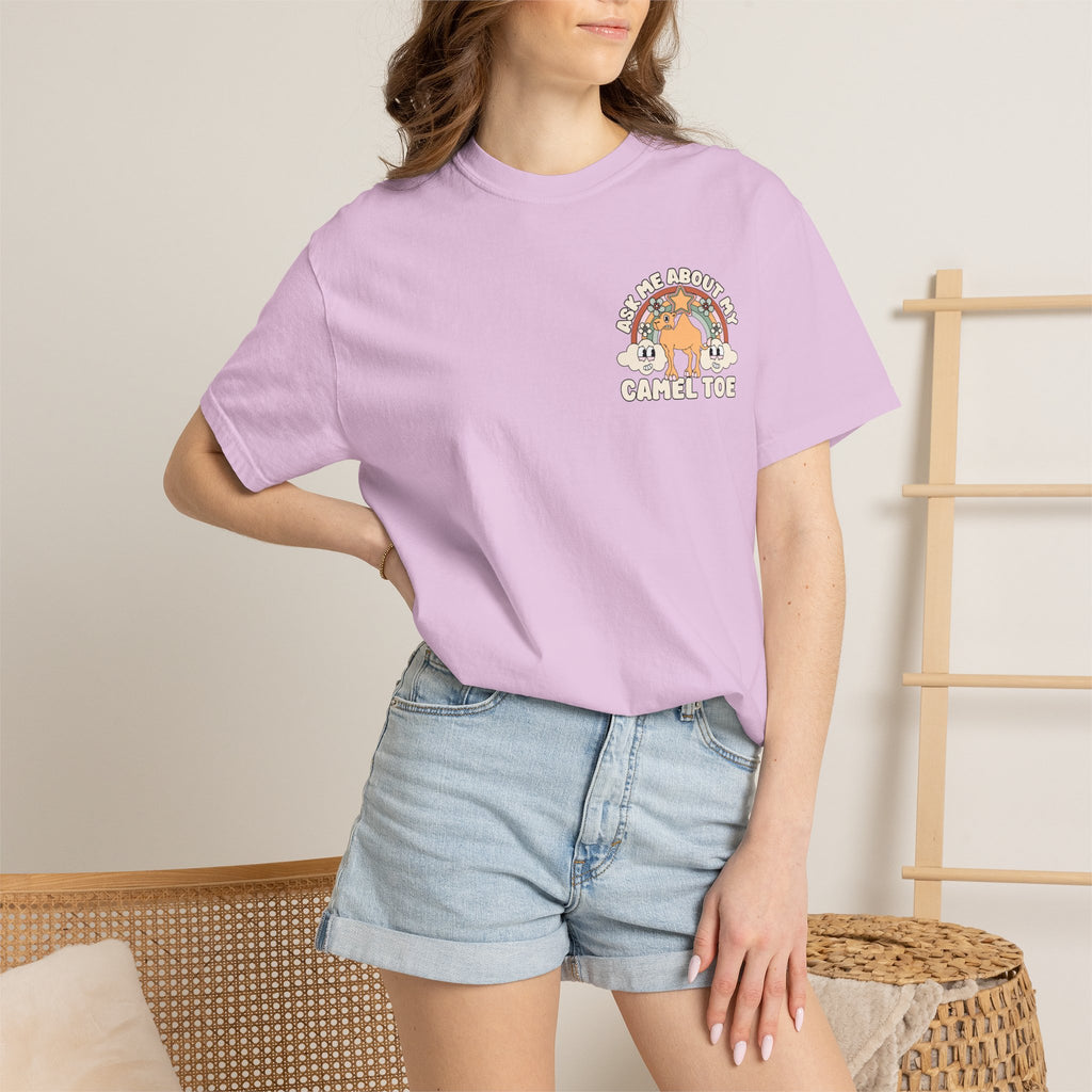 Adult Humor "Ask Me About My Camel Toe" Double-Sided Retro Tee