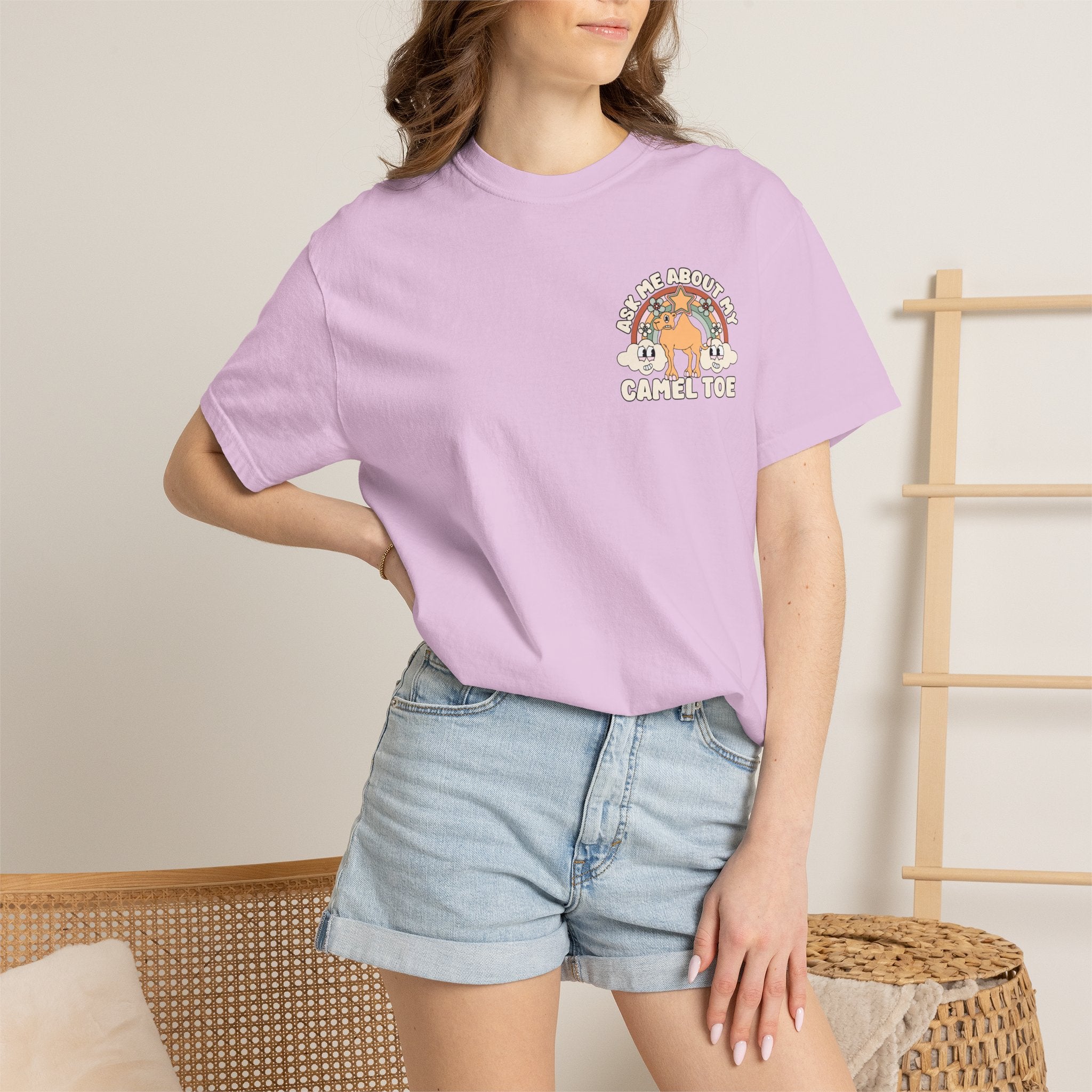 Adult Humor "Ask Me About My Camel Toe" Double-Sided Retro Tee