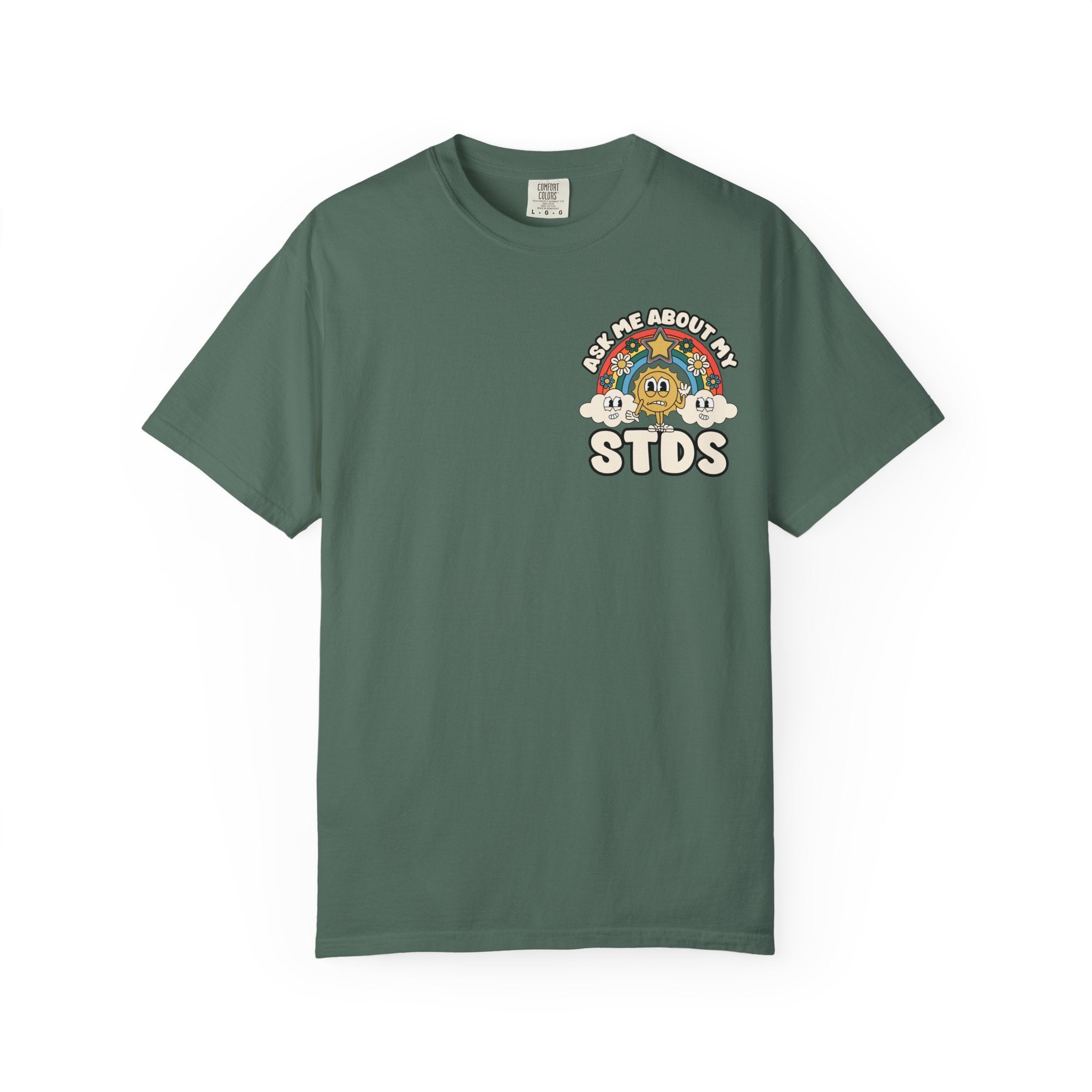 Adult Humor "Ask Me About My STDs" Double-Sided Retro Tee