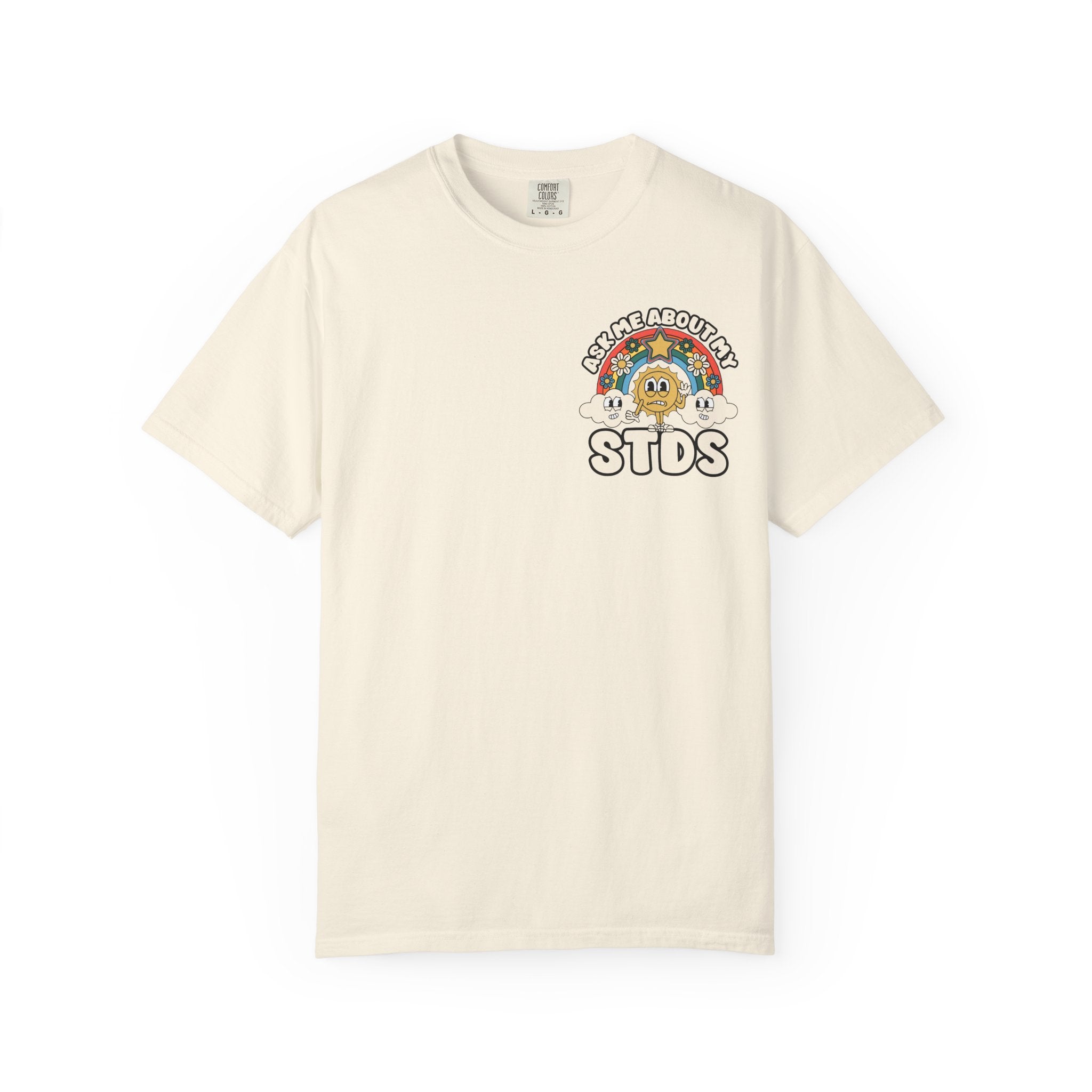 Adult Humor "Ask Me About My STDs" Double-Sided Retro Tee