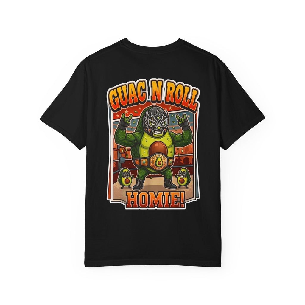 Guac N Roll Shirt - Funny Retro Lucha Libre Avocado Mexican Wrestler Mask Graphic Humor Tee