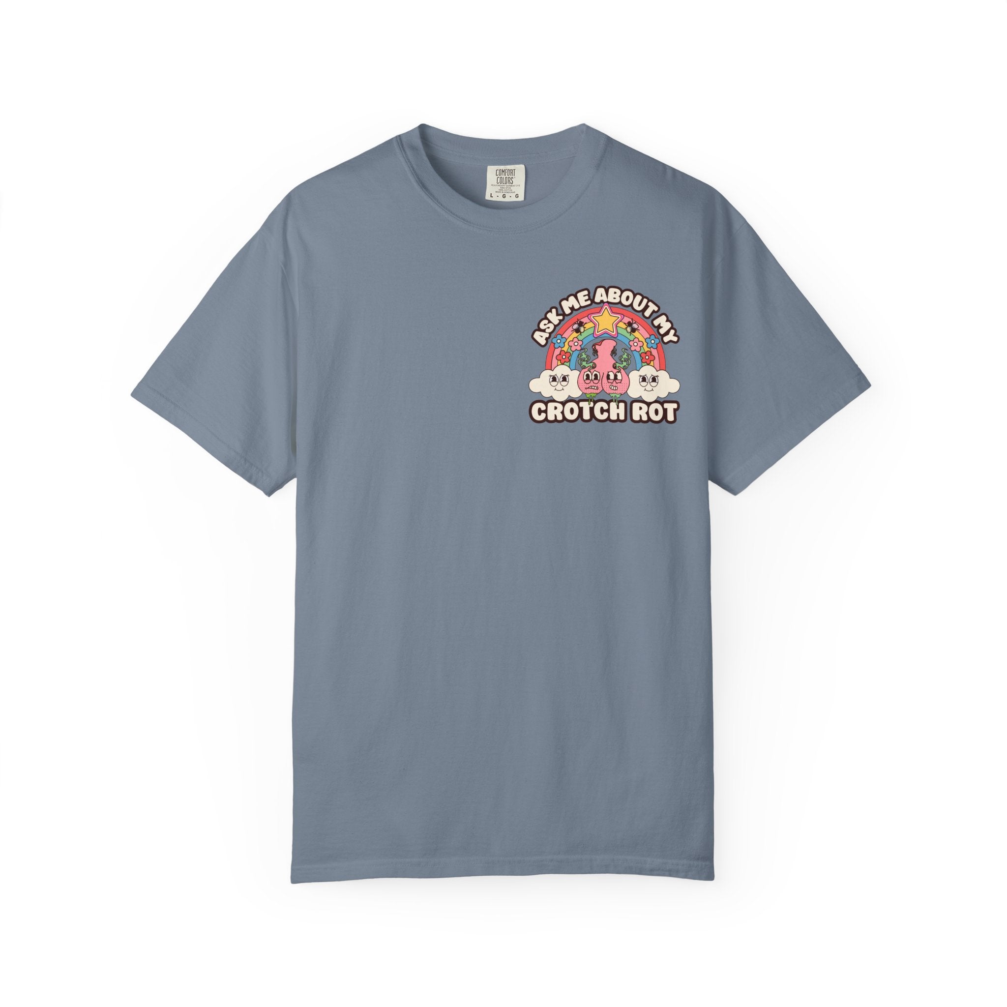 Adult Humor "Ask Me About My Crotch Rot" Double-Sided Retro Tee