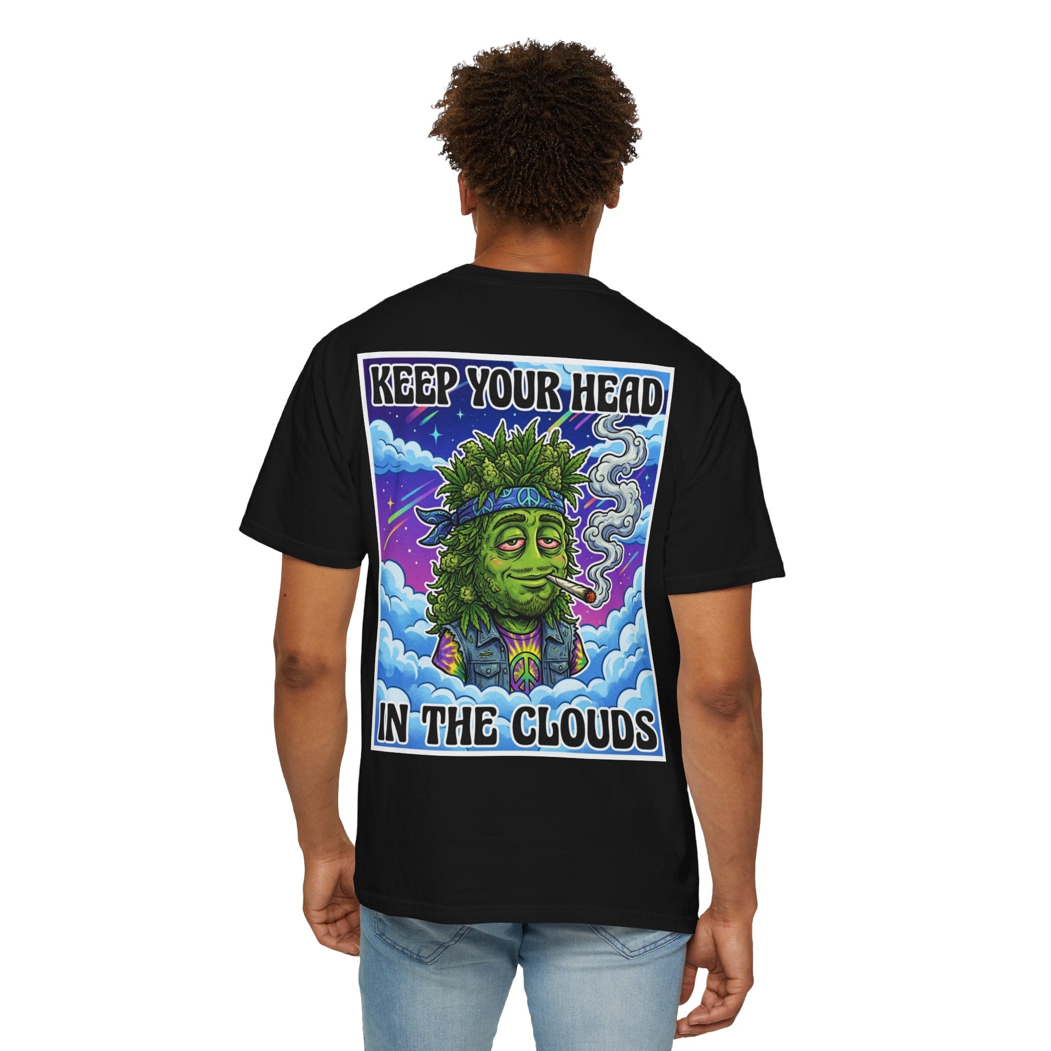 Keep Your Head In The Clouds - Retro 90s Cosmic Cannabis T-Shirt