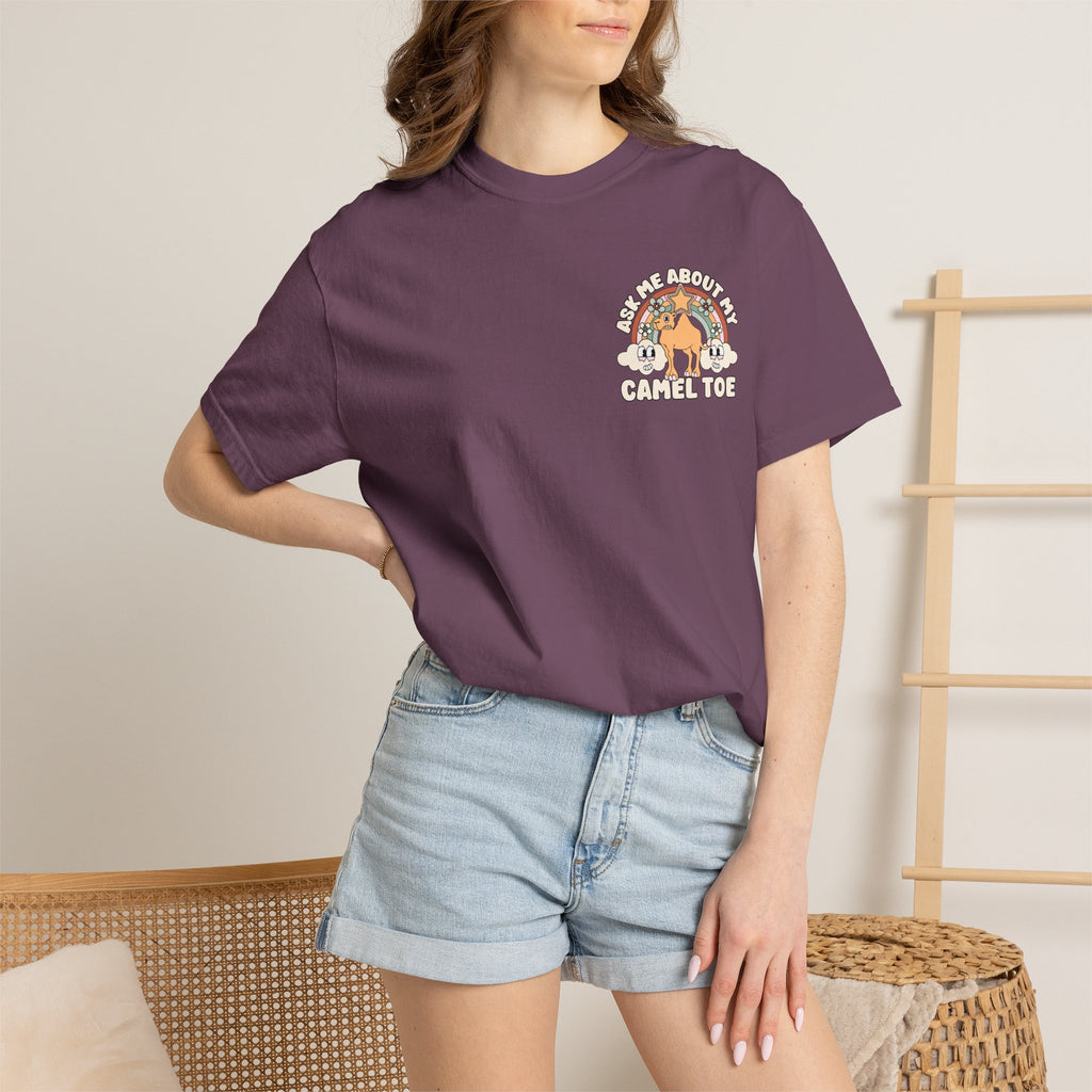 Adult Humor "Ask Me About My Camel Toe" Double-Sided Retro Tee