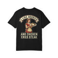 I LIKE BOOBIES AND CHICKEN FRIED STEAK Funny Retro Diner T-Shirt - Sarcastic Food Humor Gift Tee