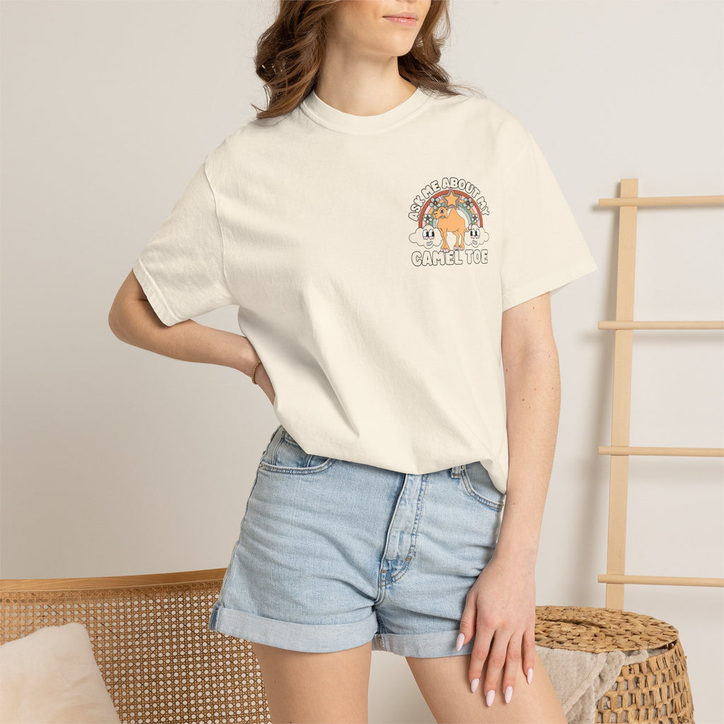 Adult Humor "Ask Me About My Camel Toe" Double-Sided Retro Tee