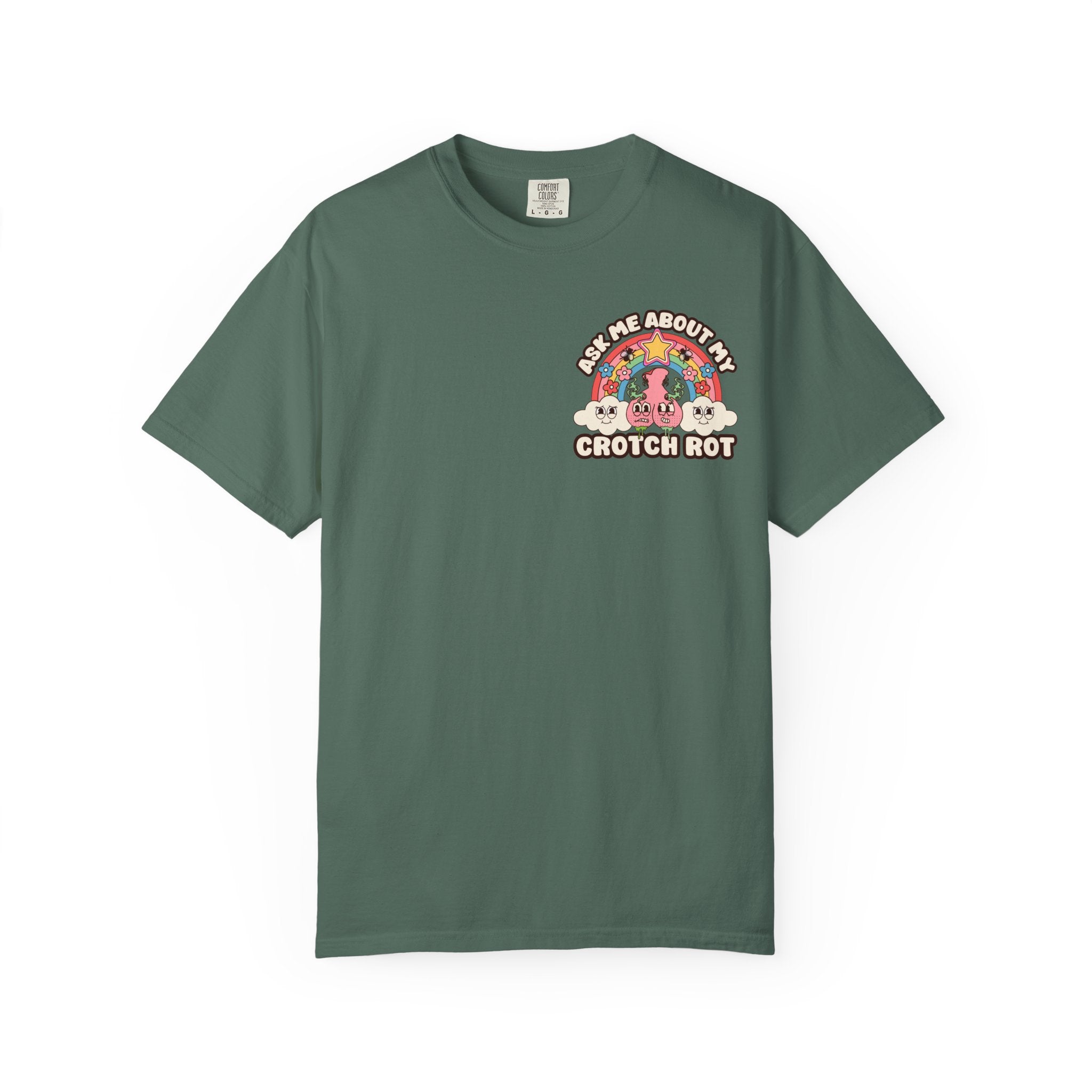 Adult Humor "Ask Me About My Crotch Rot" Double-Sided Retro Tee
