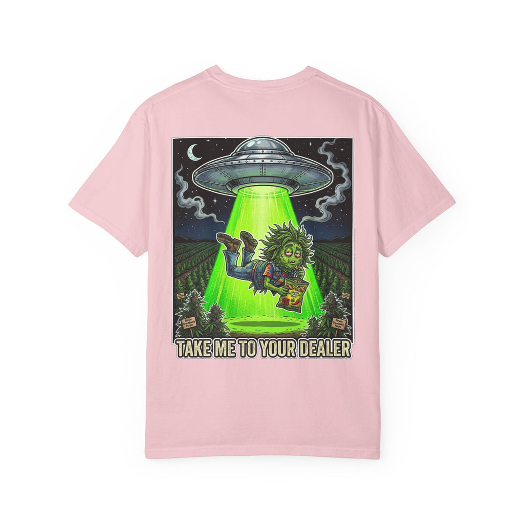 Take Me To Your Dealer - Retro Sci-Fi Cannabis Graphic Tee
