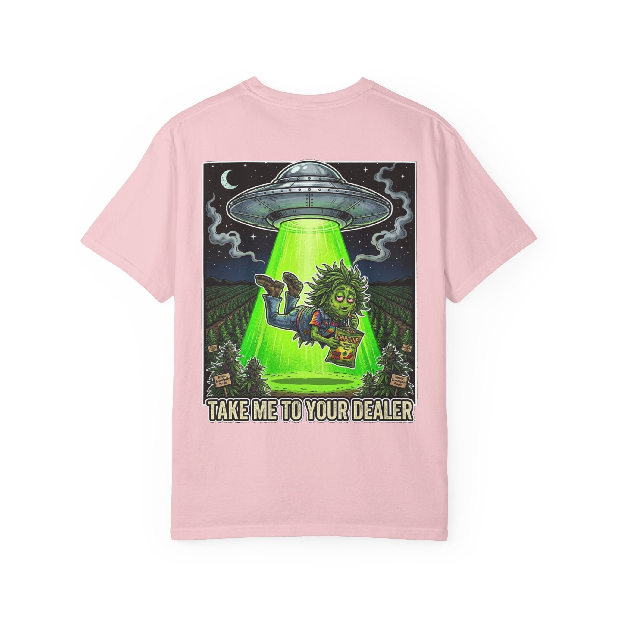 Take Me To Your Dealer - Retro Sci-Fi Cannabis Graphic Tee