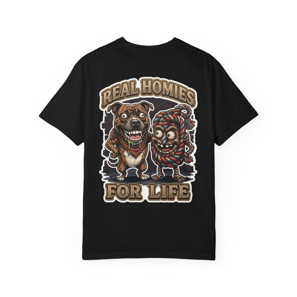 Real Homies For Life Shirt - Funny Pitbull Dog Rope Toy Pet Lover Puppy Adult Humor Graphic Tee