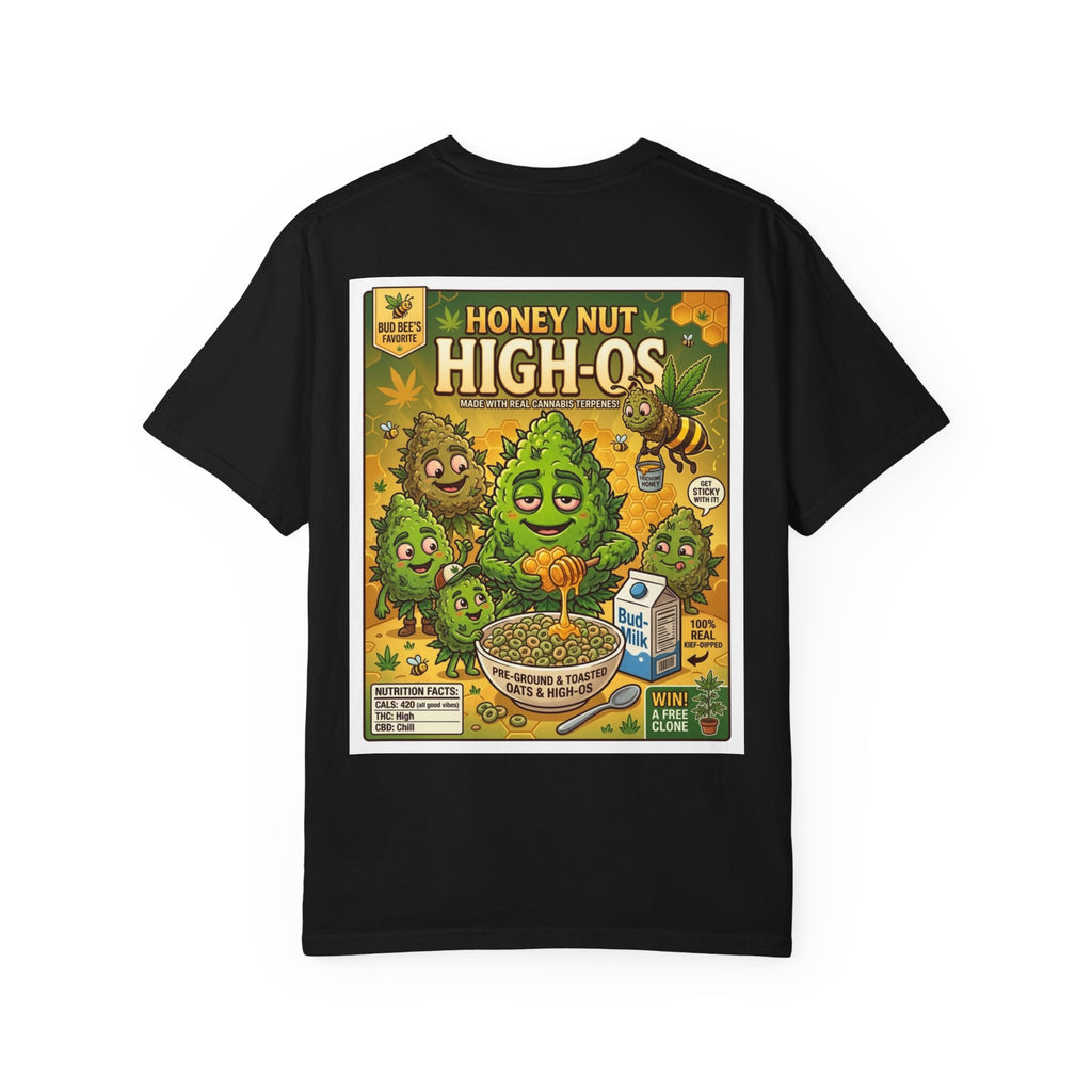 Honey Nut High Os Shirt - Funny Stoner Retro Cereal Parody Bee Cannabis Weed 420 Humor Tee
