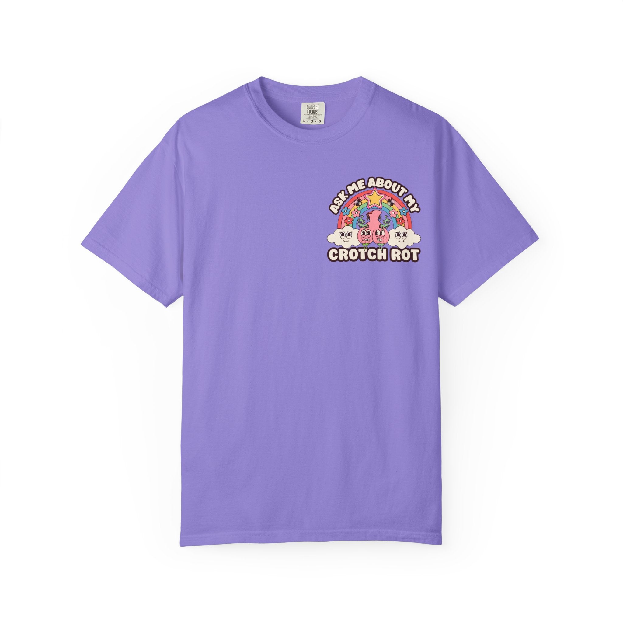 Adult Humor "Ask Me About My Crotch Rot" Double-Sided Retro Tee