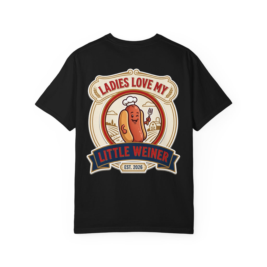 Funny Ladies Love My Little Weiner T-Shirt - Retro Hot Dog Food Parody Gift Tee