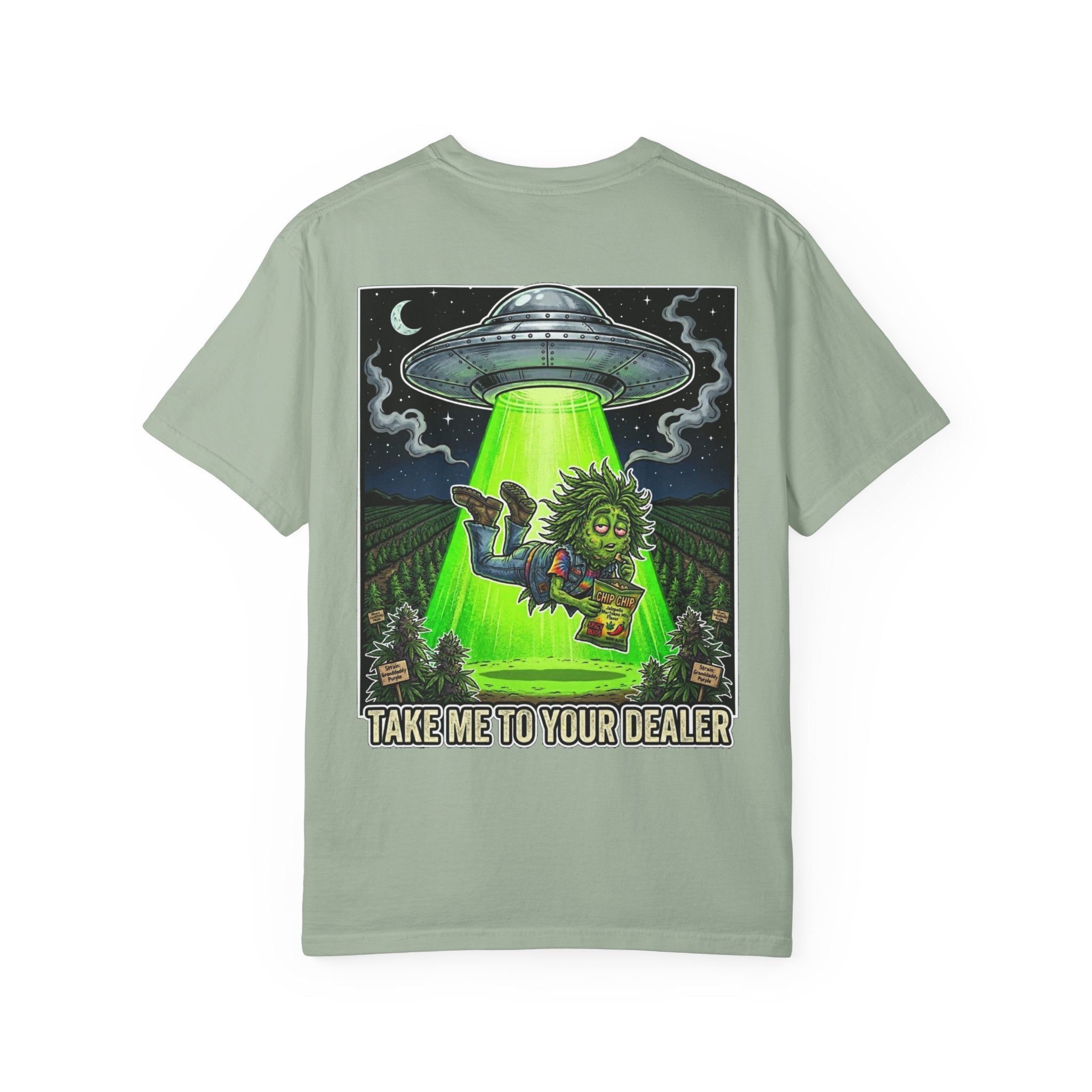 Take Me To Your Dealer - Retro Sci-Fi Cannabis Graphic Tee