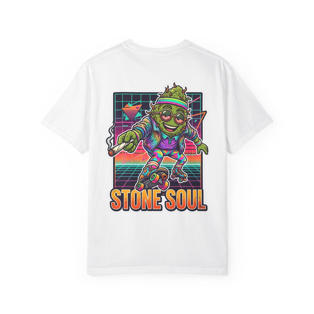 Retro 80s Synthwave Stone Soul Roller Skating Weed Bud Graphic Tee