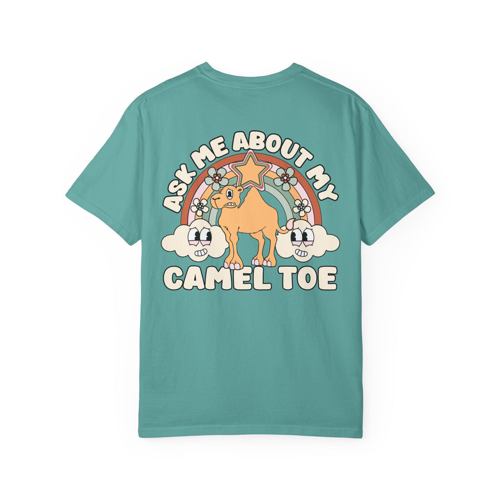 Adult Humor "Ask Me About My Camel Toe" Double-Sided Retro Tee