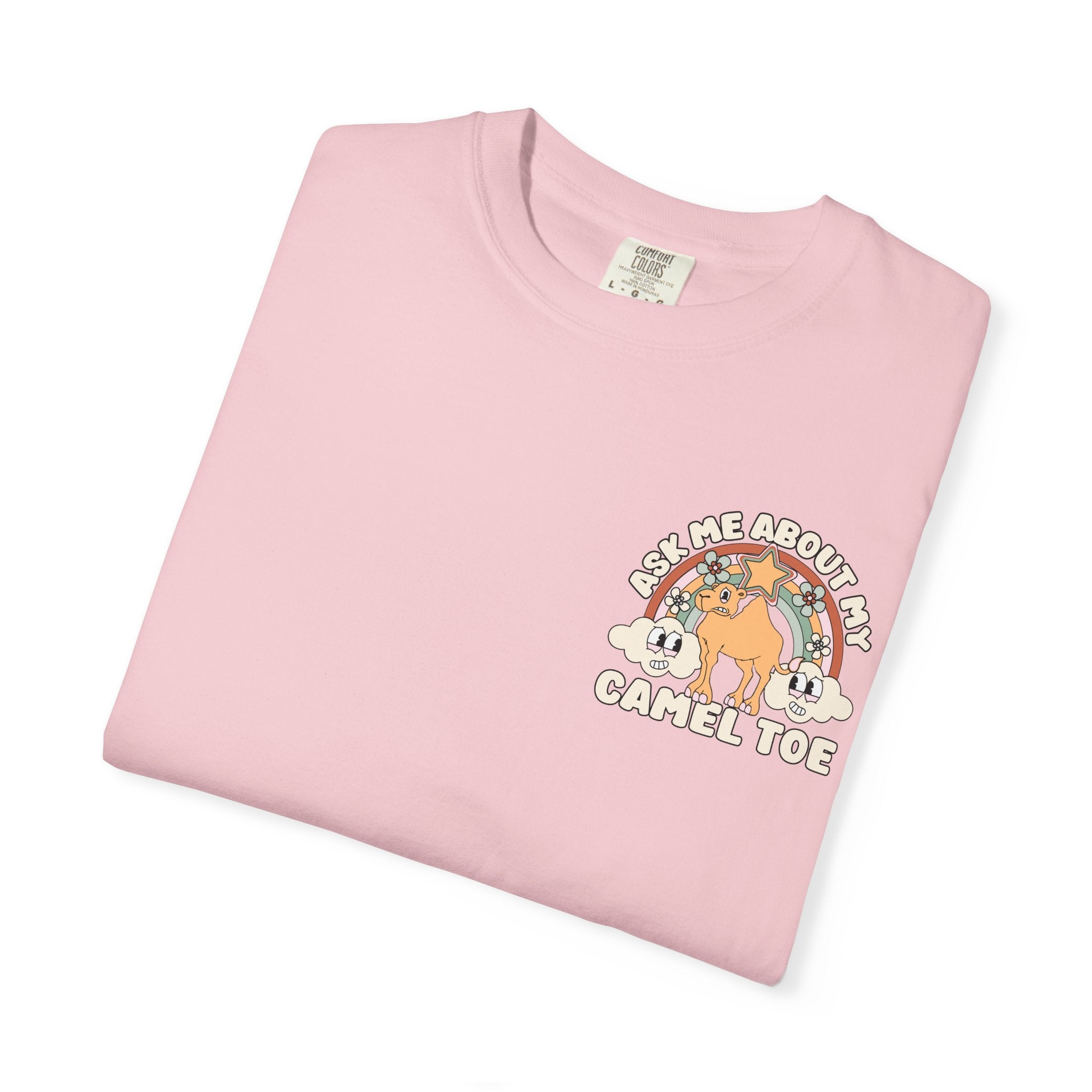 Adult Humor "Ask Me About My Camel Toe" Double-Sided Retro Tee