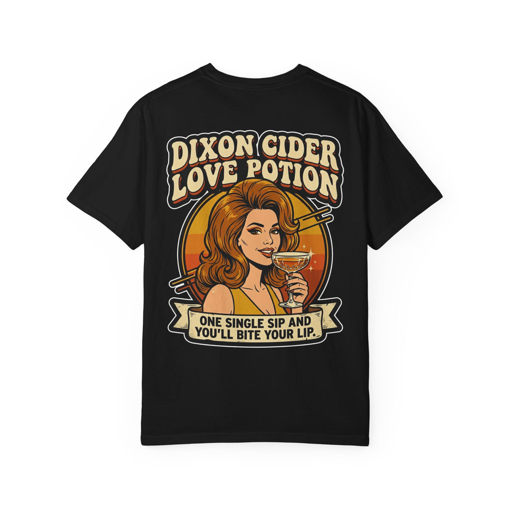 Funny Dixon Cider Love Potion Shirt Sarcastic 1970s Retro Adult Humor Gag Tee